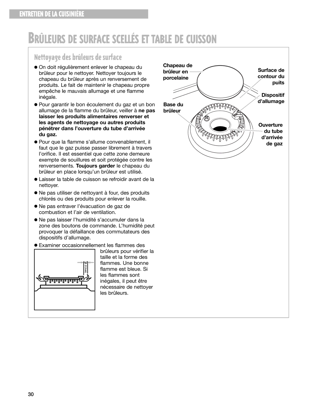 Whirlpool YGS395LEG warranty BRóLEURS DE Surface SCELLƒS ET Table DE Cuisson 