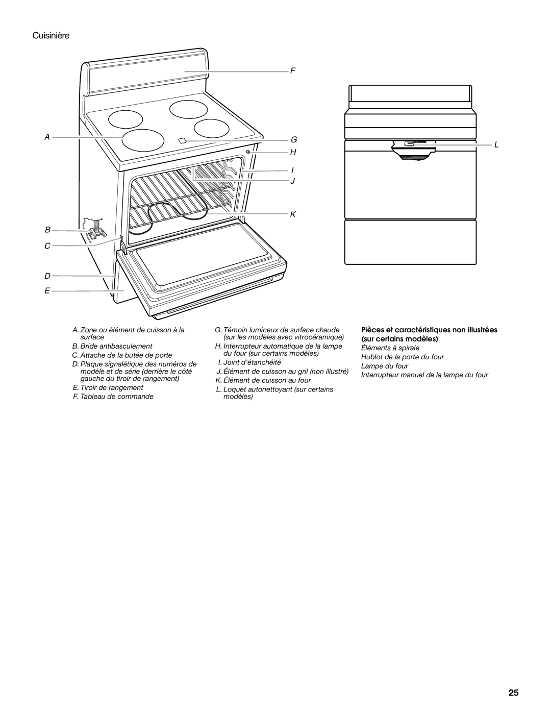 Whirlpool YIES366RS0 manual Cuisinière 