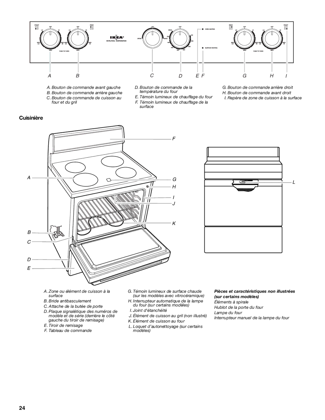 Whirlpool YIES366RS1 manual Cuisinière 