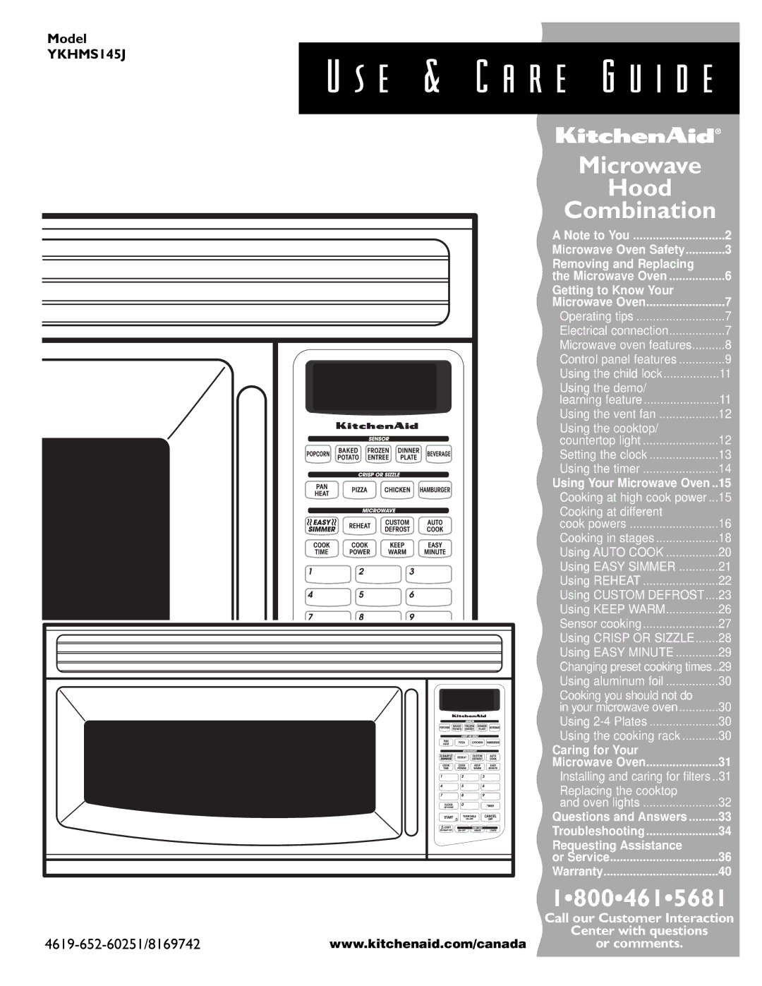 Whirlpool YKHMS145J warranty E & C a r e G u i d e 