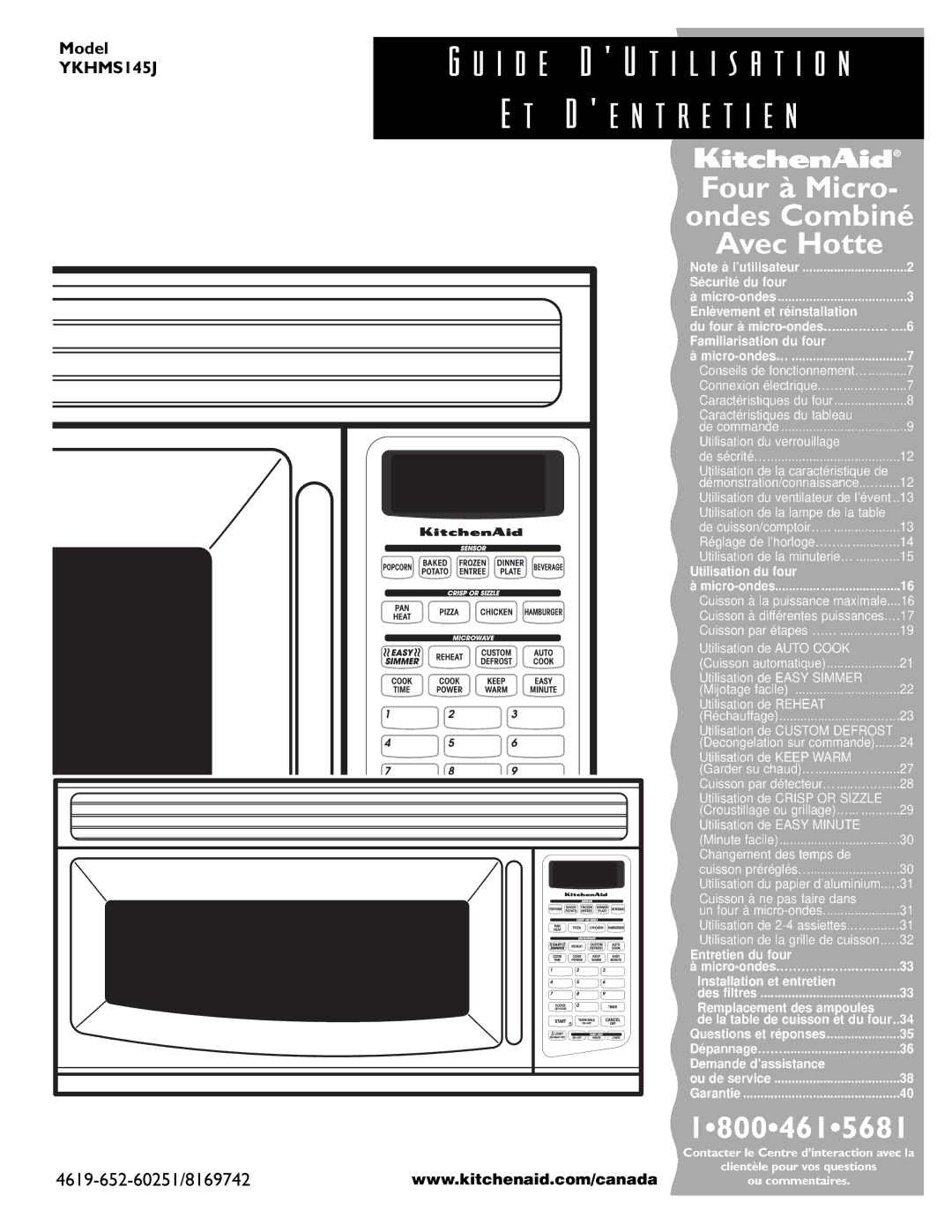 Whirlpool YKHMS145J warranty E n t r e t i e n 