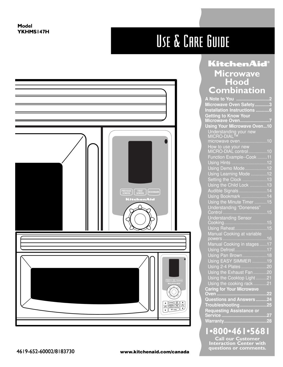 Whirlpool installation instructions Use & Care Guide, Microwave Hood Combination, 18004615681, Model YKHMS147H 