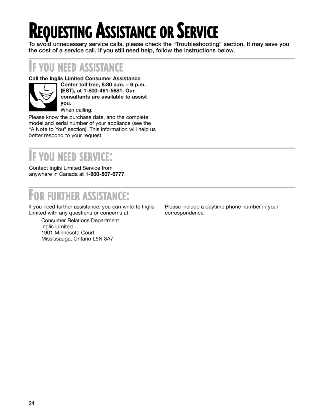 Whirlpool YMT3135SH, YMT3115SH installation instructions If YOU Need Assistance, If YOU Need Service 