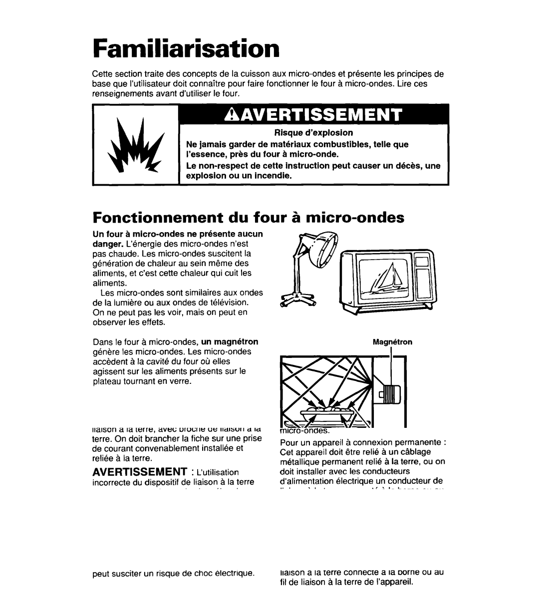 Whirlpool YMT8076SE, YMT9114SF, MT8118XE, MT8116XE, YMT8116SE, YMT8078SE Familiarisation, Fonctionnement du four, Micro-ondes 