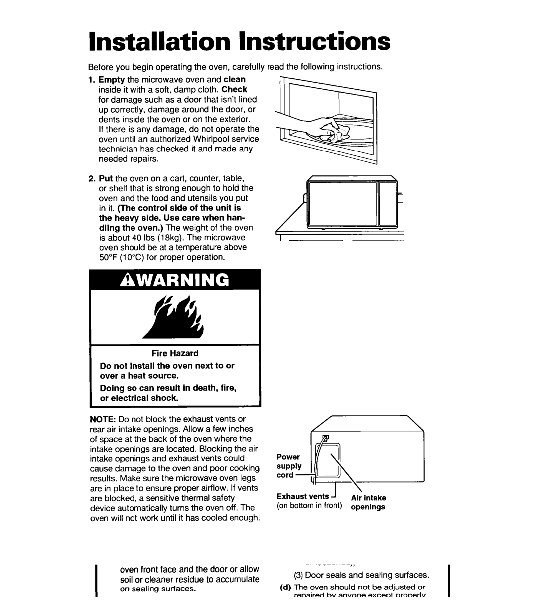 Whirlpool YMT8076SE, YMT9114SF, MT8118XE, MT8116XE, YMT8116SE, YMT8078SE, YMT8118SE Installation Instructions 