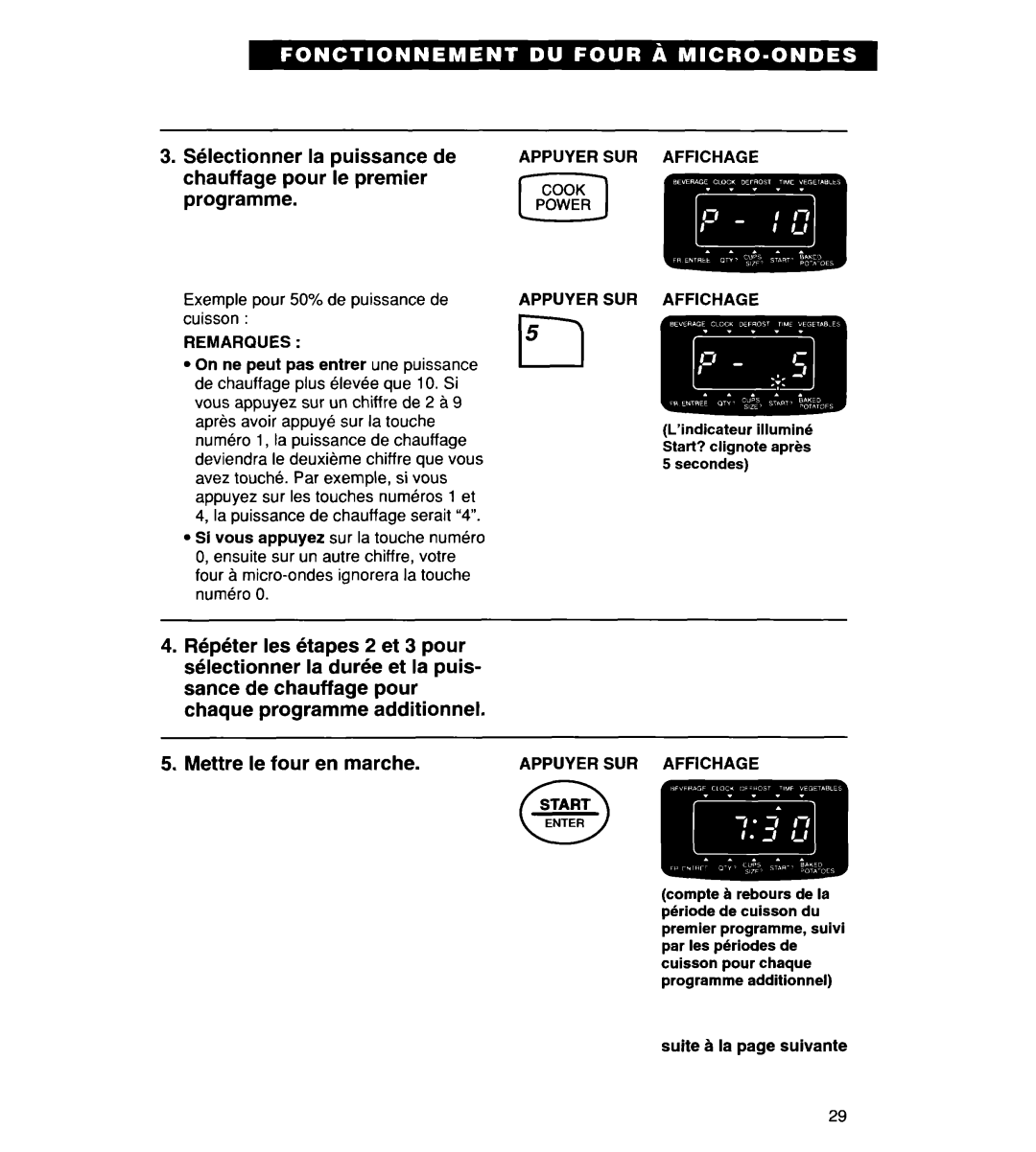 Whirlpool MT8116XE, YMT9114SF, MT8118XE, YMT8116SE, YMT8078SE, YMT8076SE Wectionner La puissance de, Chauffage Pour le premier 