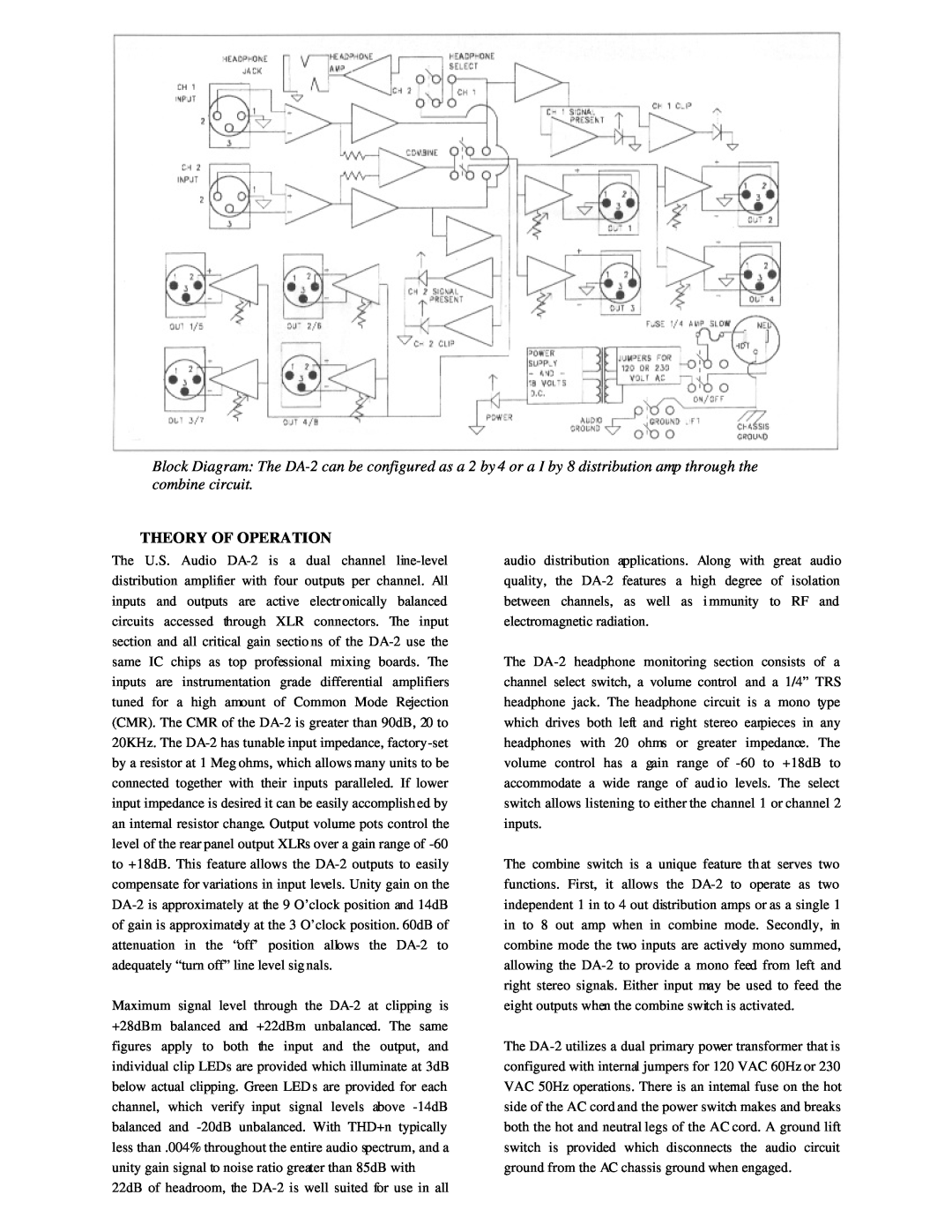 Whirlwind DA-2 manual combine circuit, Theory Of Operation 
