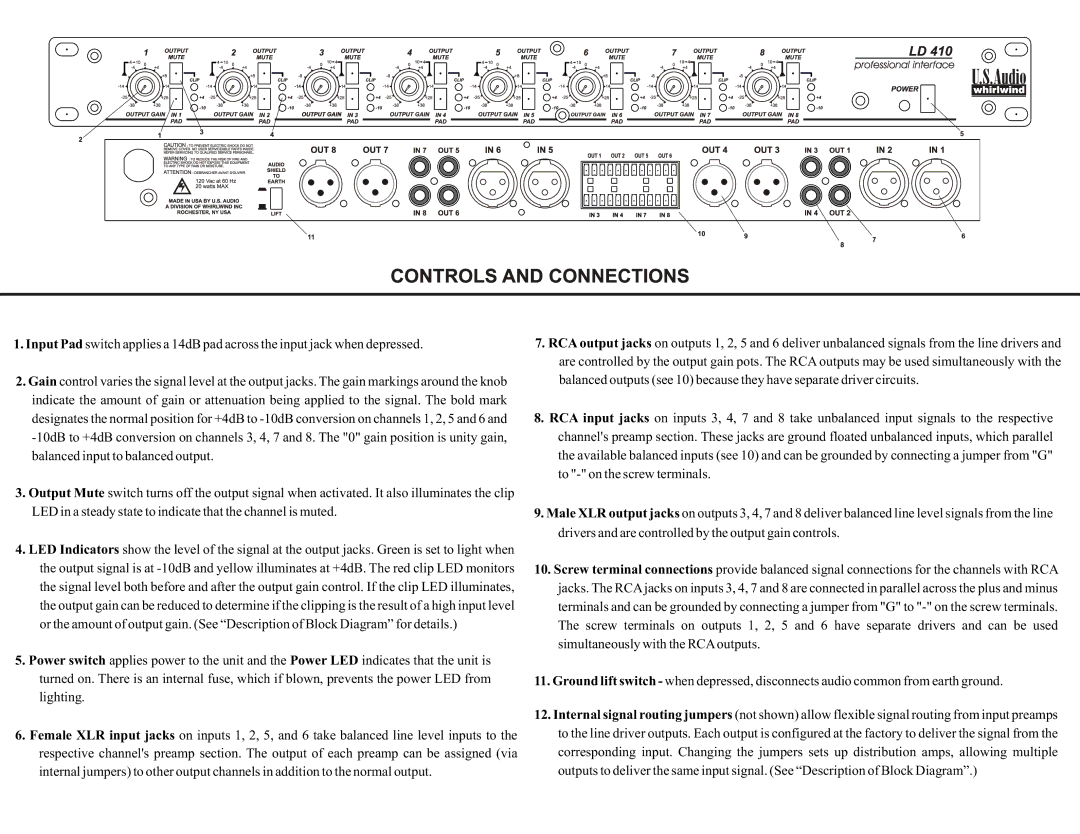 Whirlwind LD410 manual 