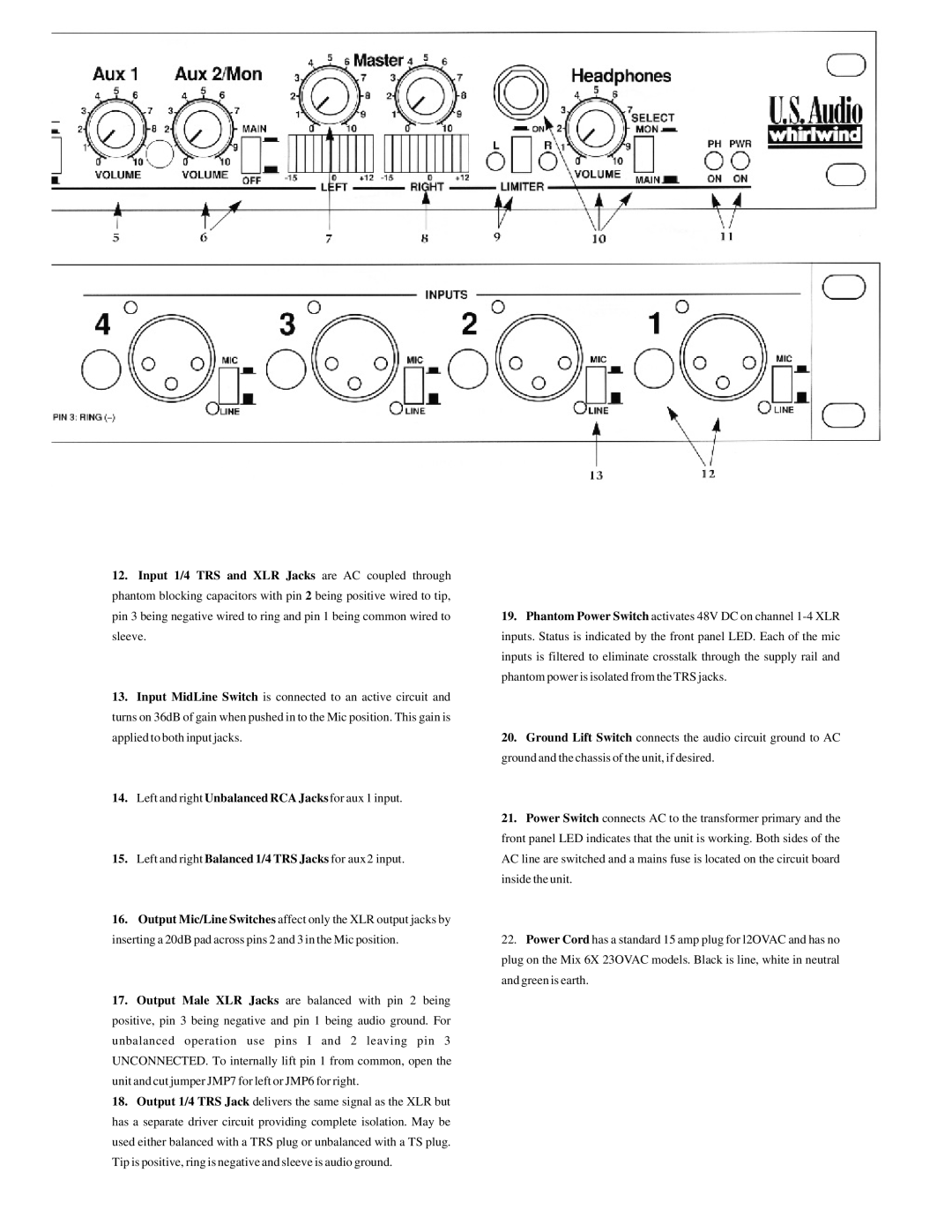 Whirlwind MIX 6 manual 