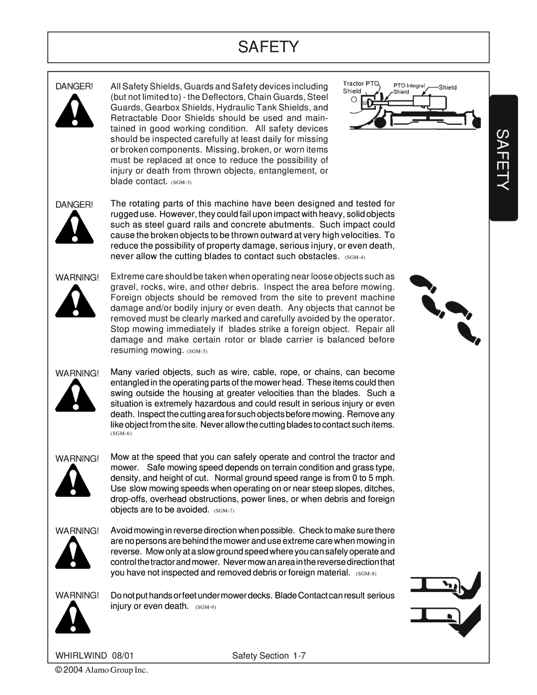 Whirlwind WW60-10001 manual All Safety Shields, Guards and Safety devices including 