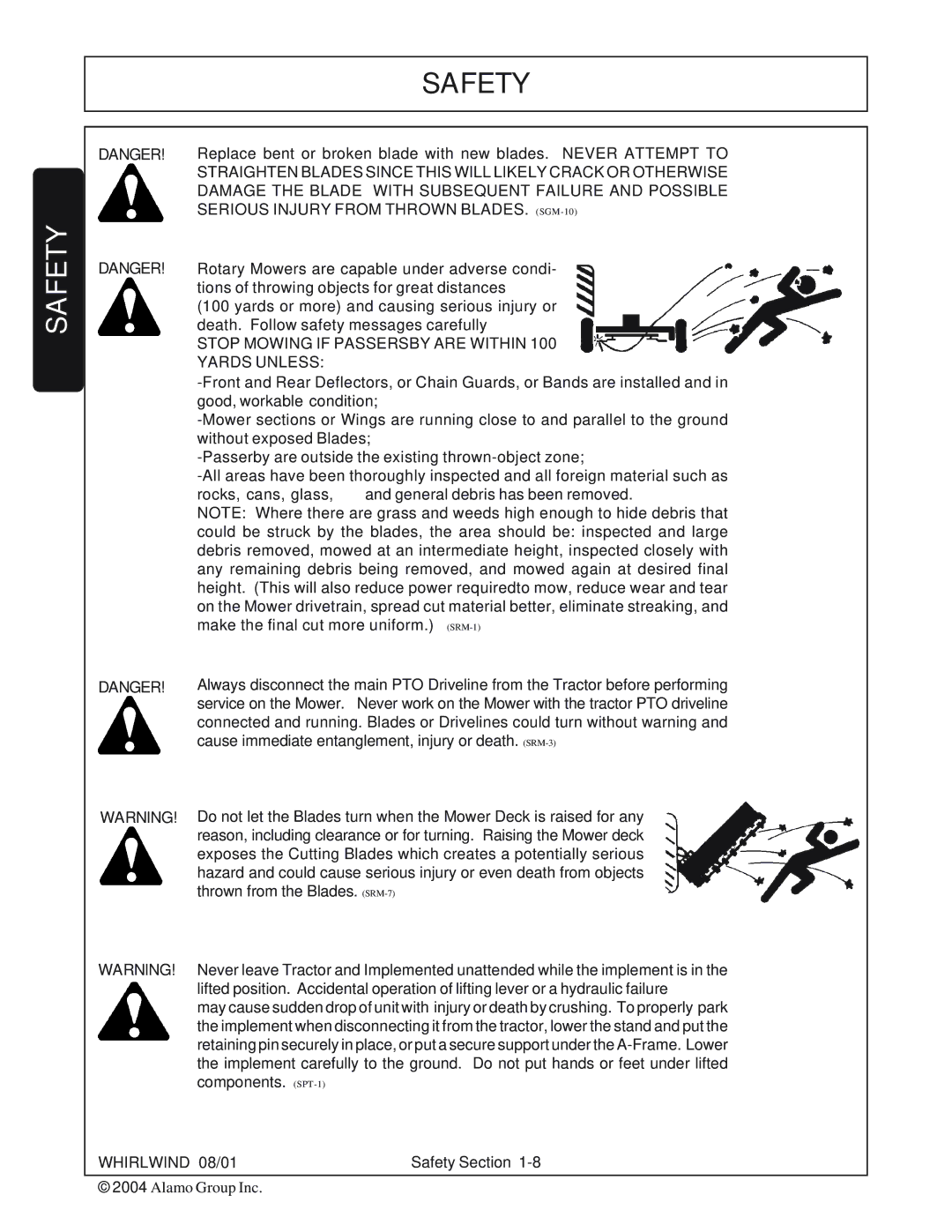 Whirlwind WW60-10001 manual Stop Mowing if Passersby are Within 100 Yards Unless 