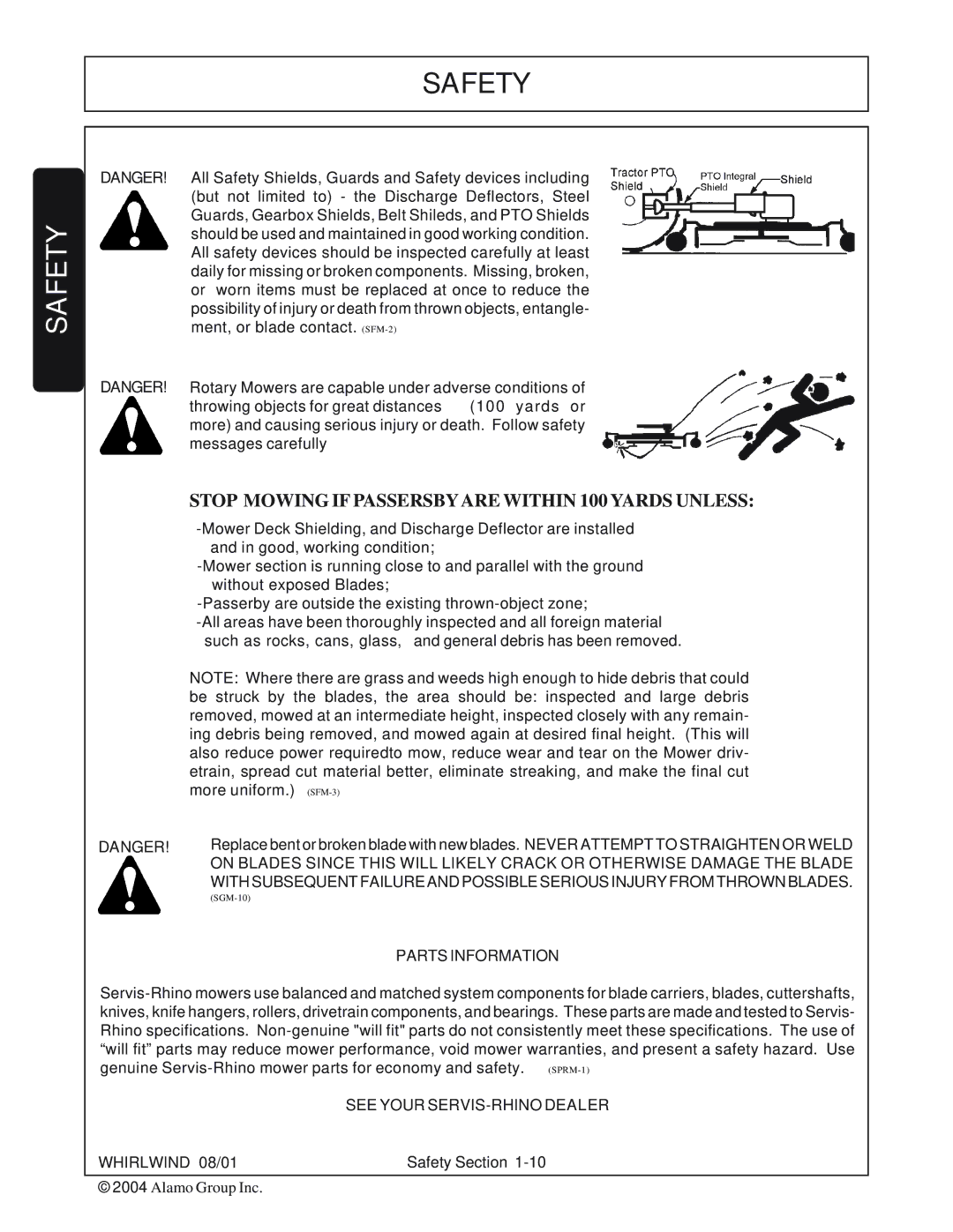 Whirlwind WW60-10001 manual Parts Information, See Your SERVIS-RHINO Dealer 