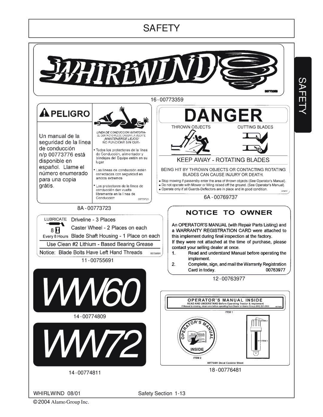 Whirlwind WW60-10001 manual WW72 