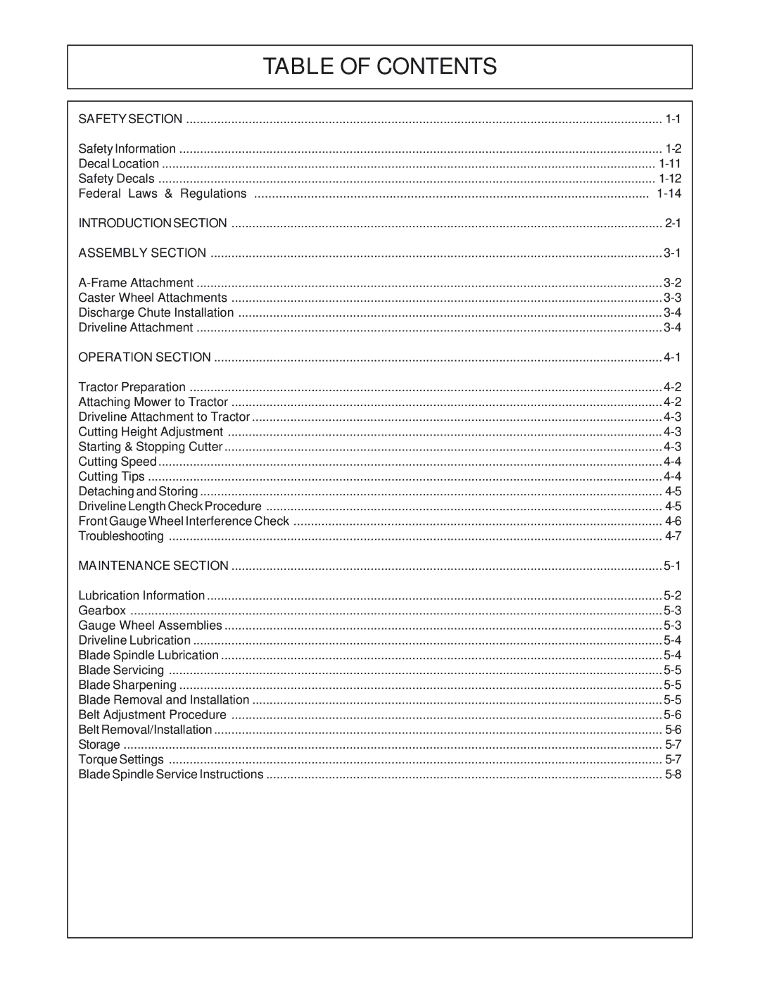 Whirlwind WW60-10001 manual Table of Contents 