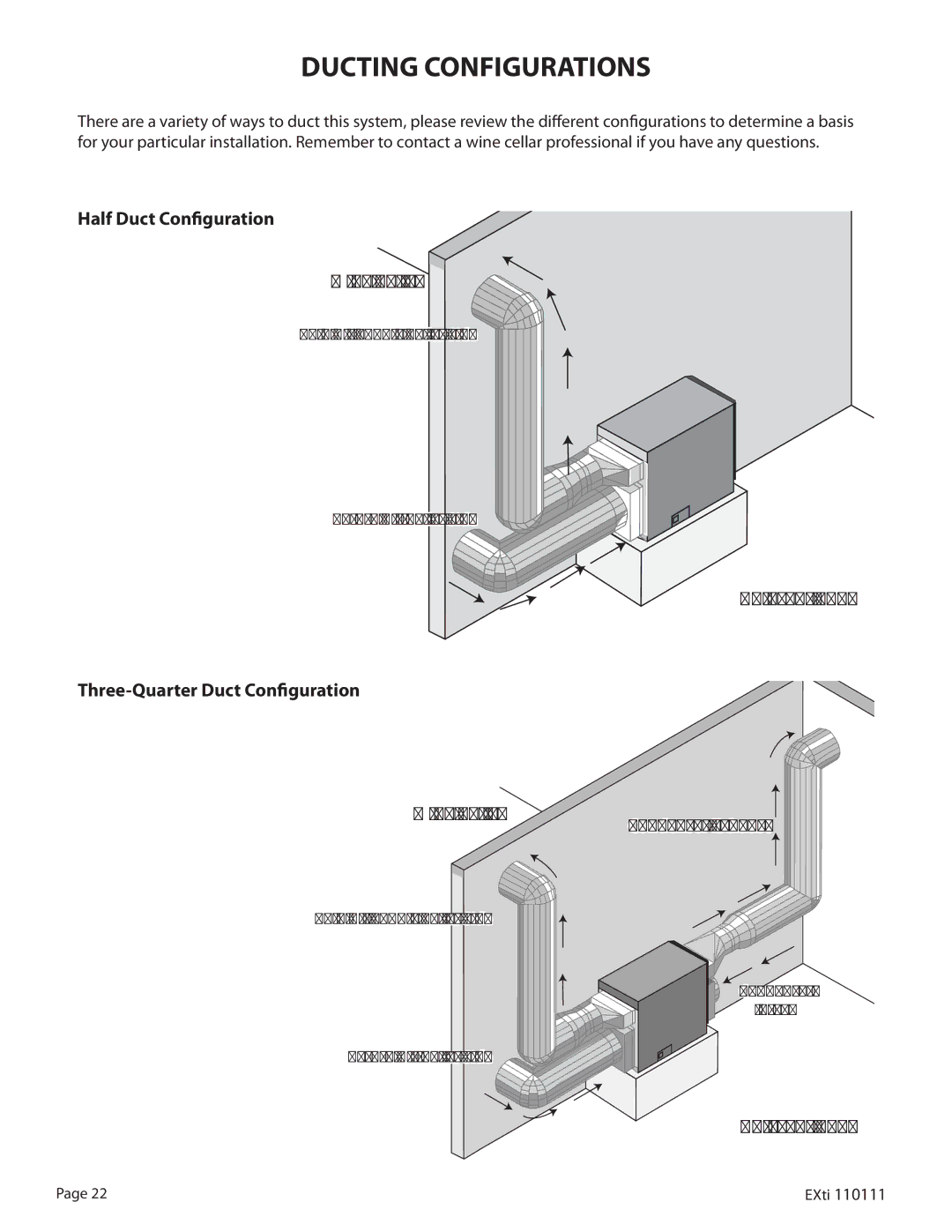 WhisperKool 5000 Ducting Configurations, Half Duct Configuration Wine Cellar, Three-Quarter Duct Configuration Wine Cellar 