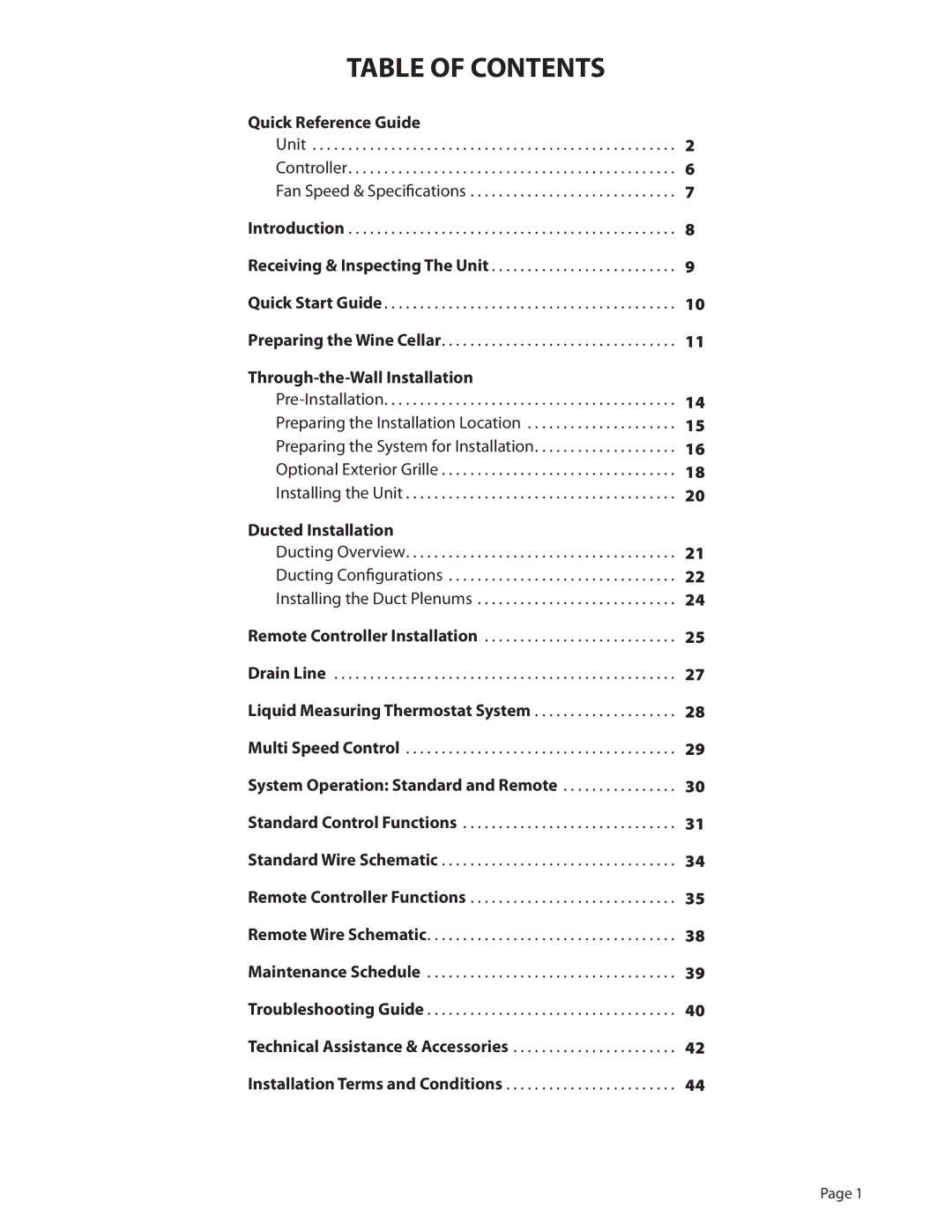 WhisperKool 5000 owner manual Table of Contents 