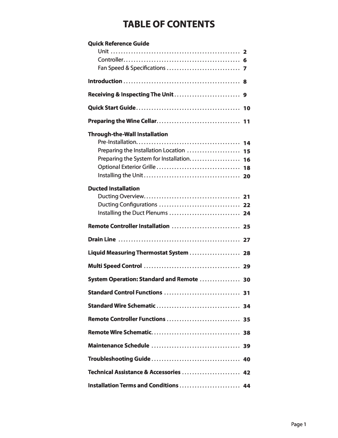 WhisperKool 5000 owner manual Table Of Contents 