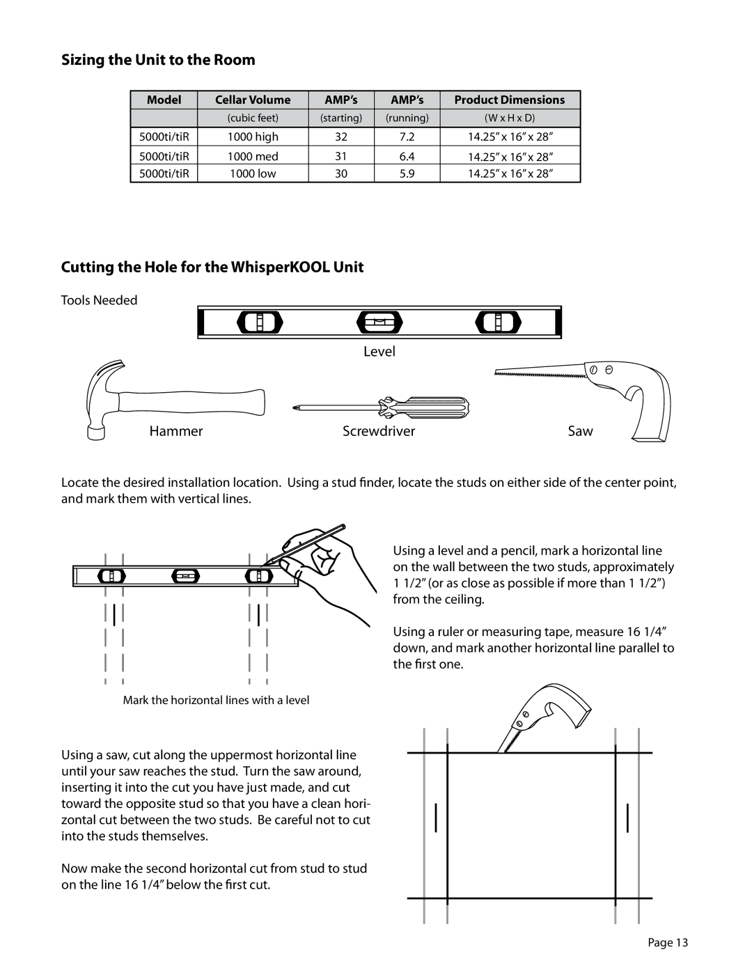 WhisperKool 5000TIR owner manual Sizing the Unit to the Room 