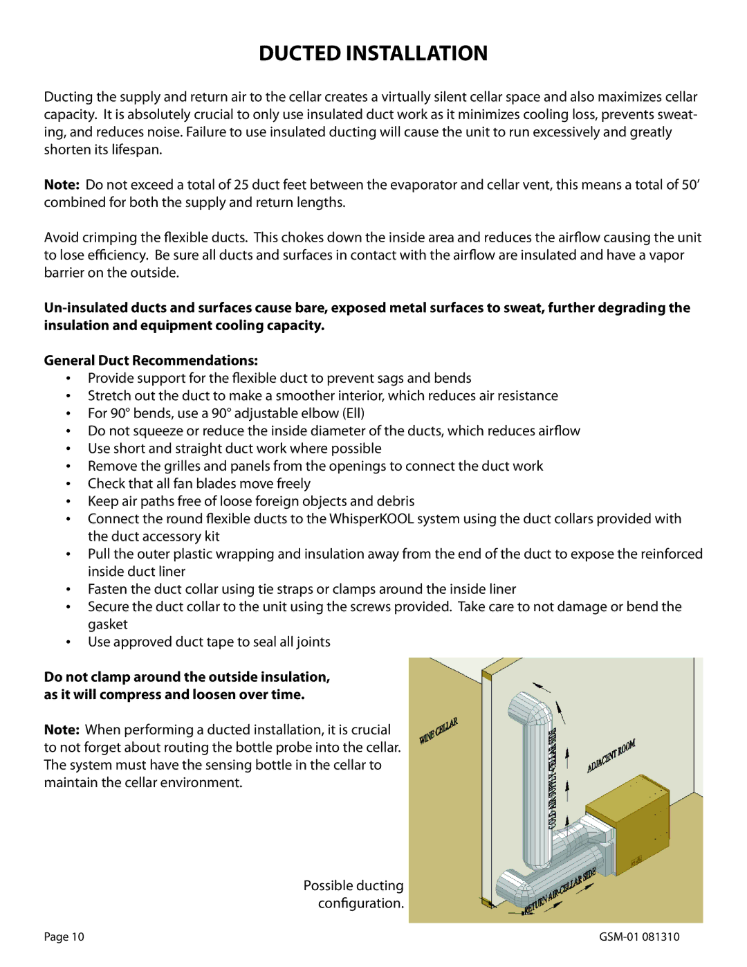 WhisperKool GSM-01, 081310 owner manual Ducted Installation 