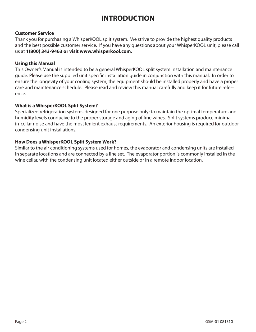 WhisperKool GSM-01, 081310 owner manual Introduction, How Does a WhisperKOOL Split System Work? 