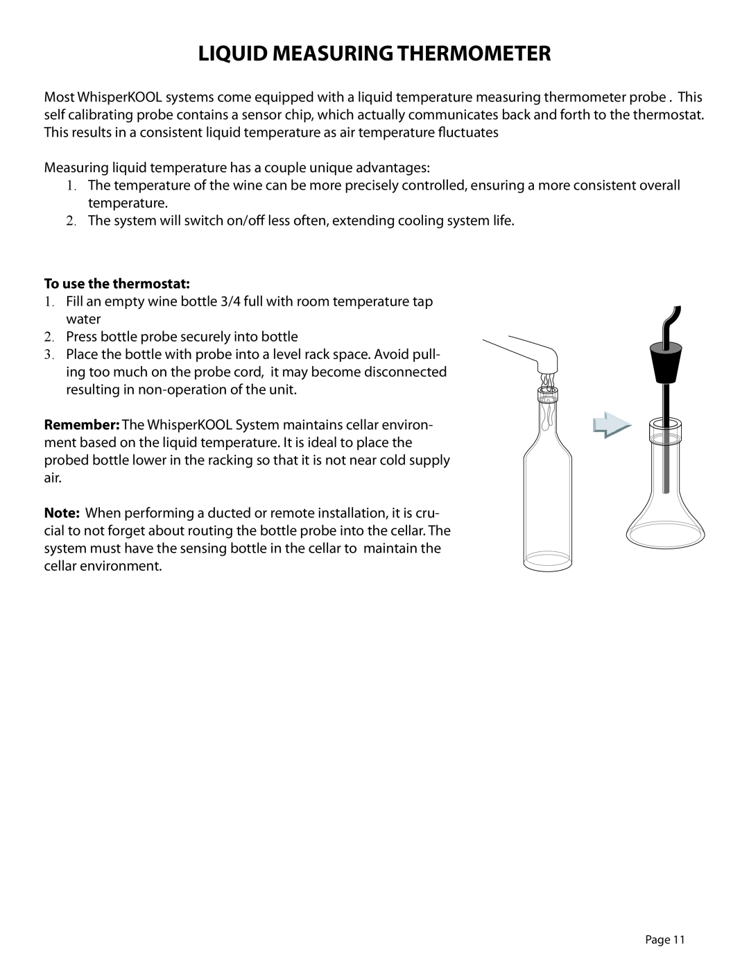 WhisperKool 081310, GSM-01 owner manual Liquid Measuring Thermometer, To use the thermostat 
