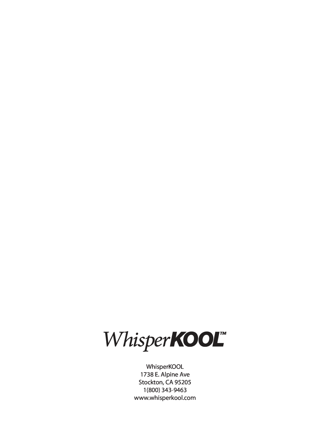 WhisperKool GSM-01, 081310 owner manual WhisperKOOL 