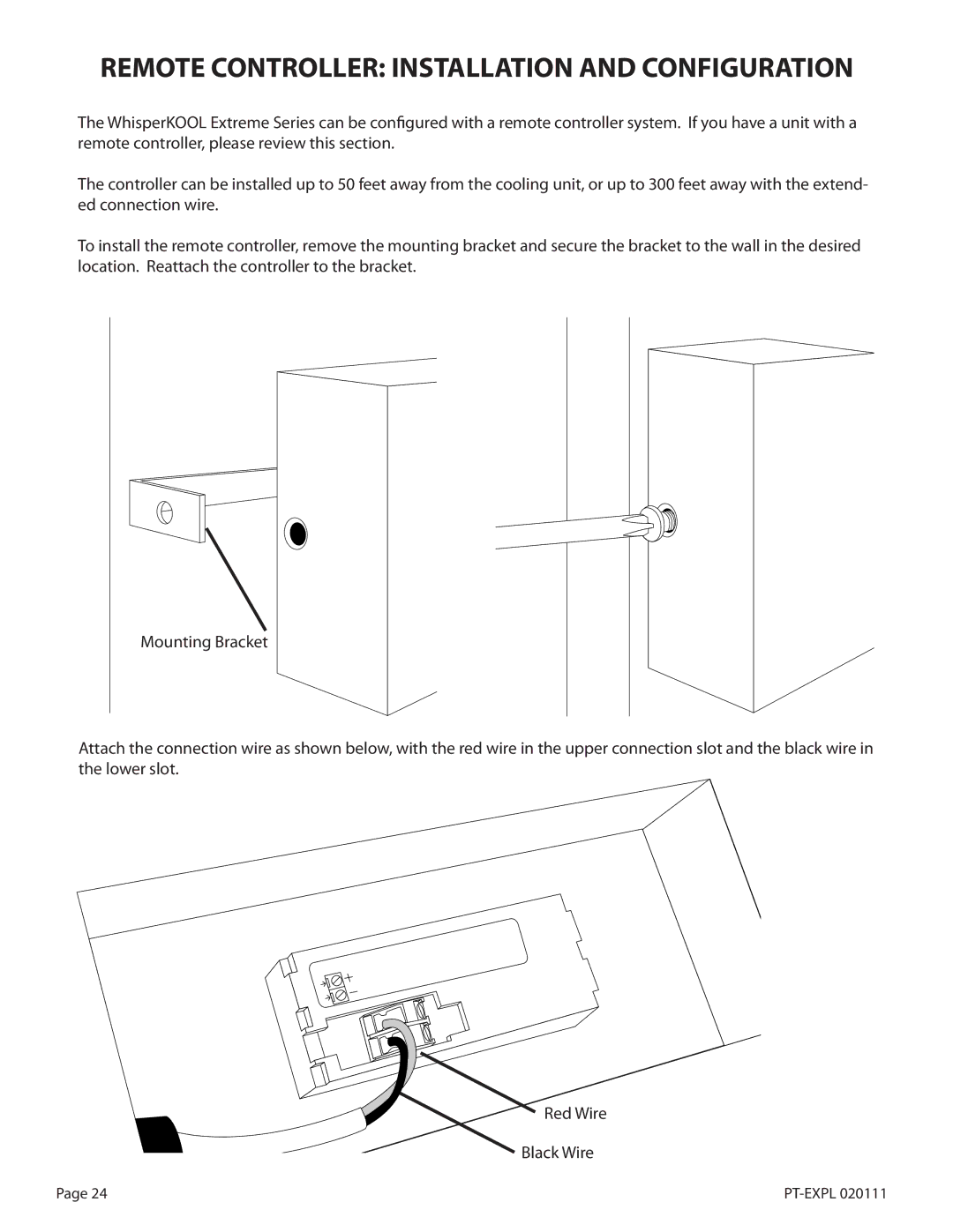 WhisperKool PLATINUM 4000, PLATINUM 8000 owner manual Remote Controller Installation and Configuration 