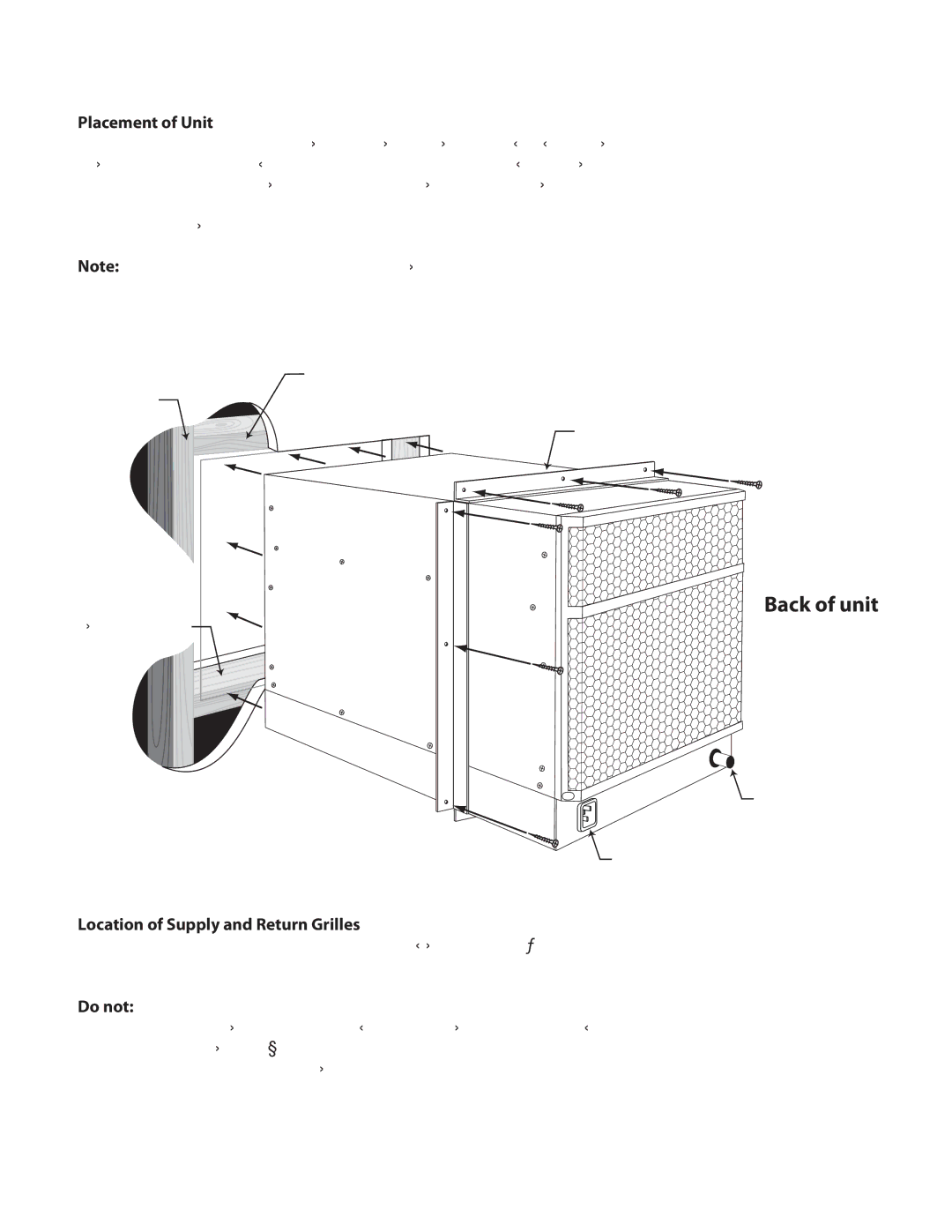 WhisperKool PT-EXPL, EXTREME SERIES, 8000ti, 4000 manual Placement of Unit, Location of Supply and Return Grilles, Do not 