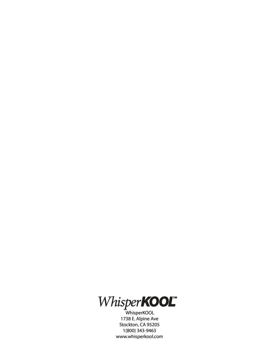 WhisperKool 8000ti, PT-EXPL, EXTREME SERIES, 4000 manual WhisperKOOL 