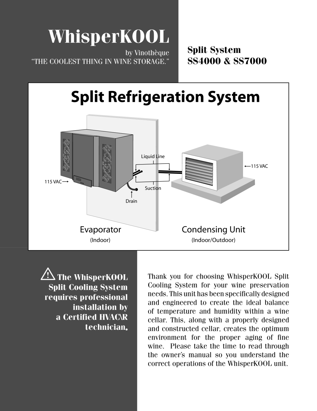 WhisperKool SS7000, SS4000 owner manual WhisperKOOL 