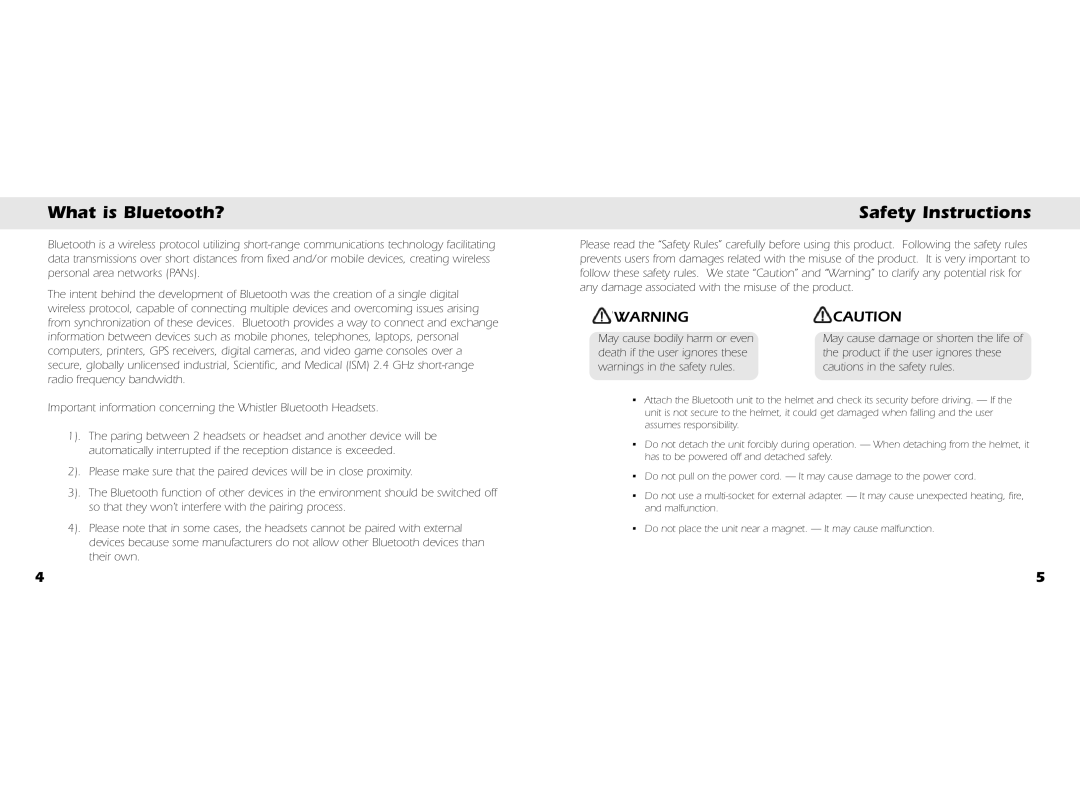 Whistler BT3200, BT2300, BT3300, BT2200 owner manual What is Bluetooth?, Safety Instructions 