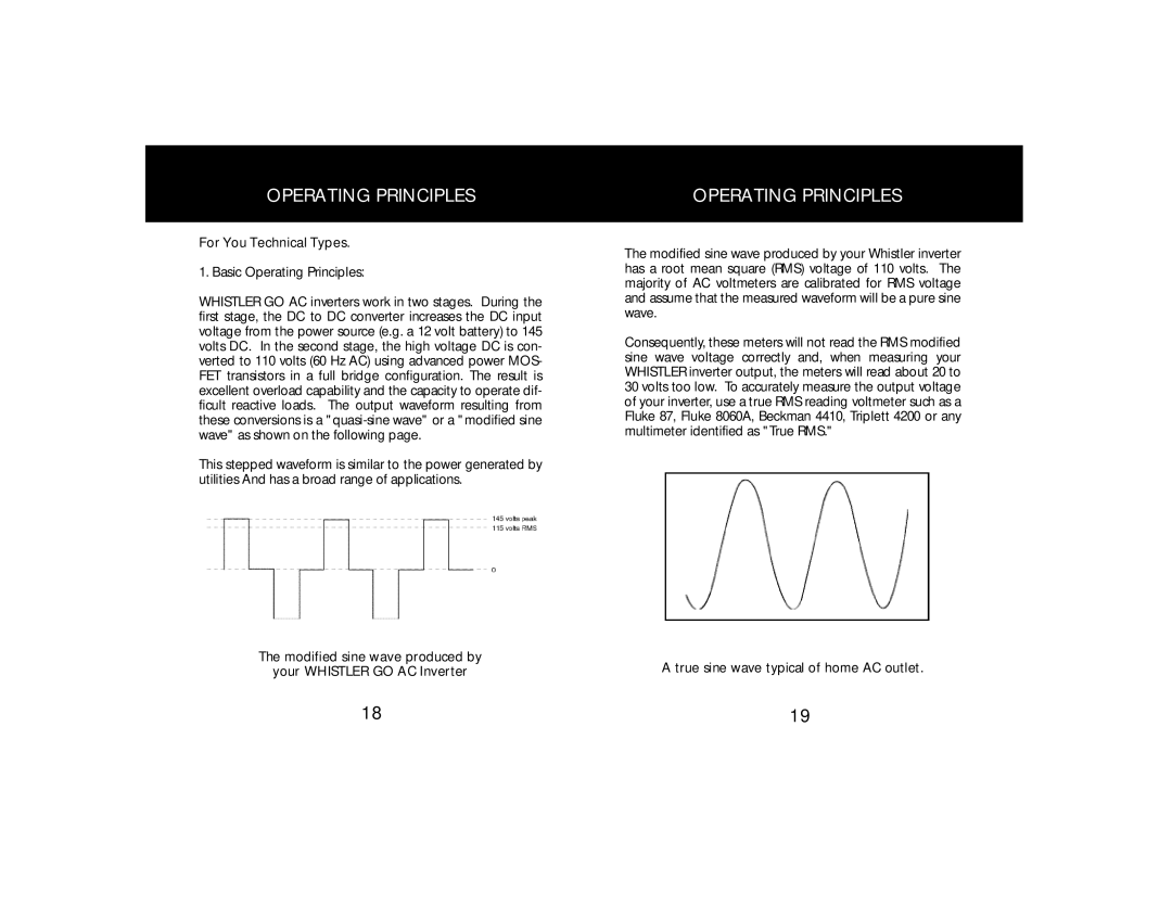 Whistler PP150AC, PP350AC owner manual For You Technical Types Basic Operating Principles 