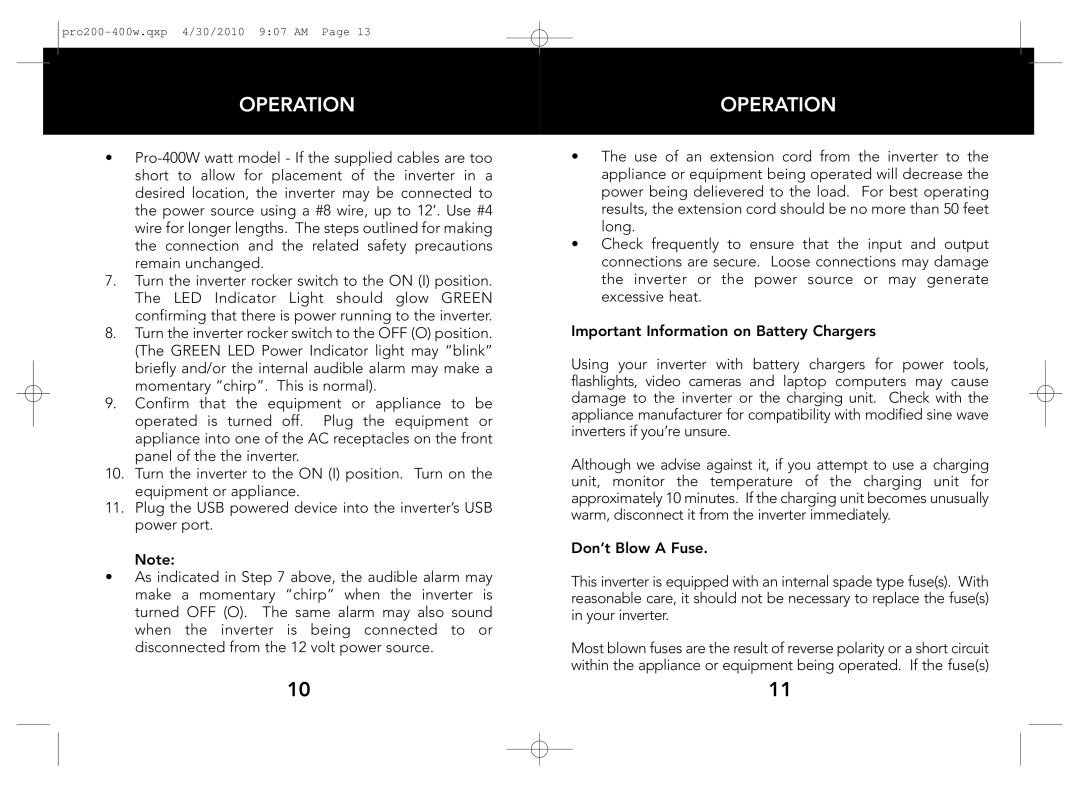 Whistler PRO-400W, PRO-200W owner manual Operation 