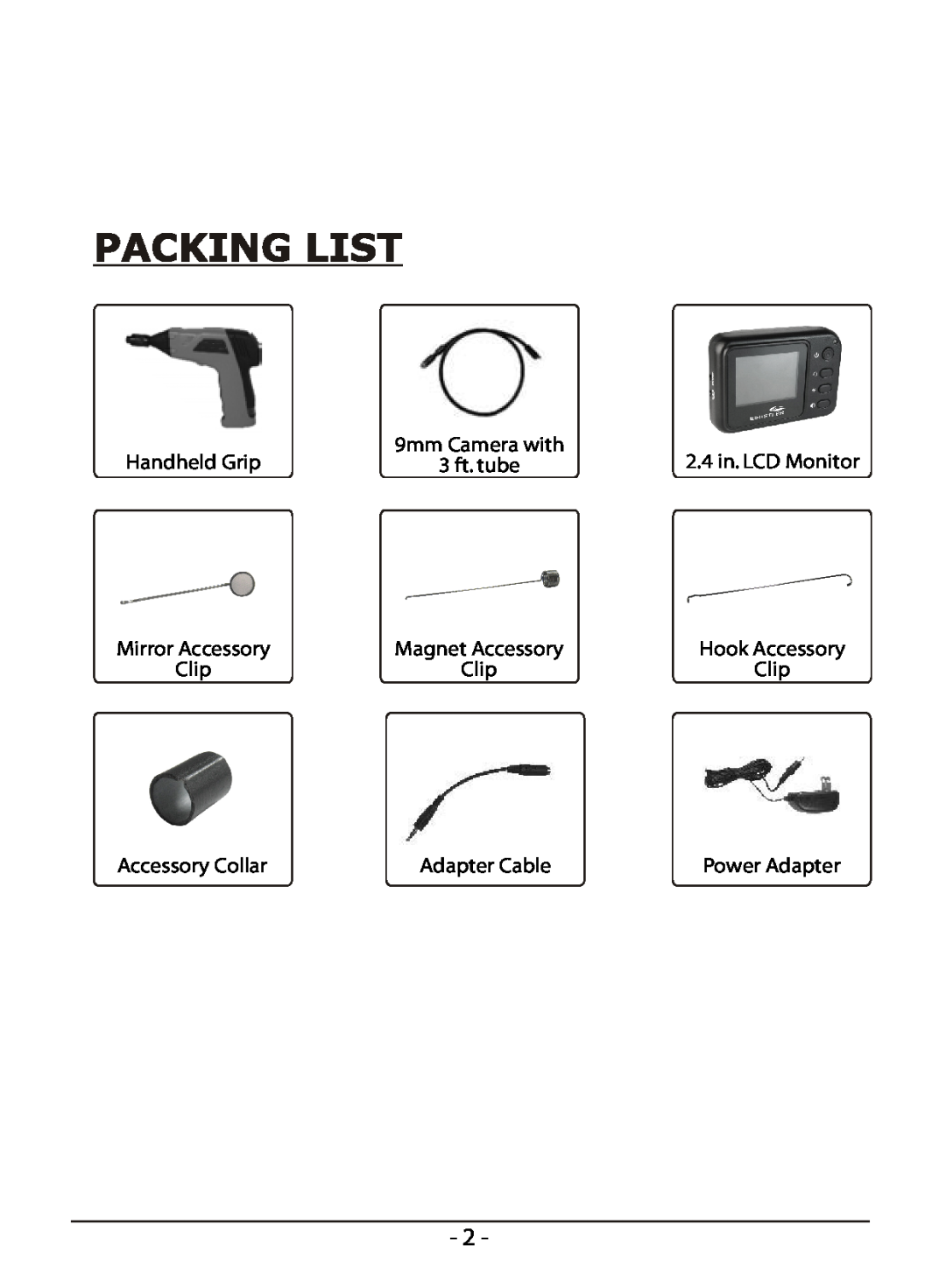 Whistler WIC-2409C user manual Handheld Grip, Accessory Collar, Adapter Cable 