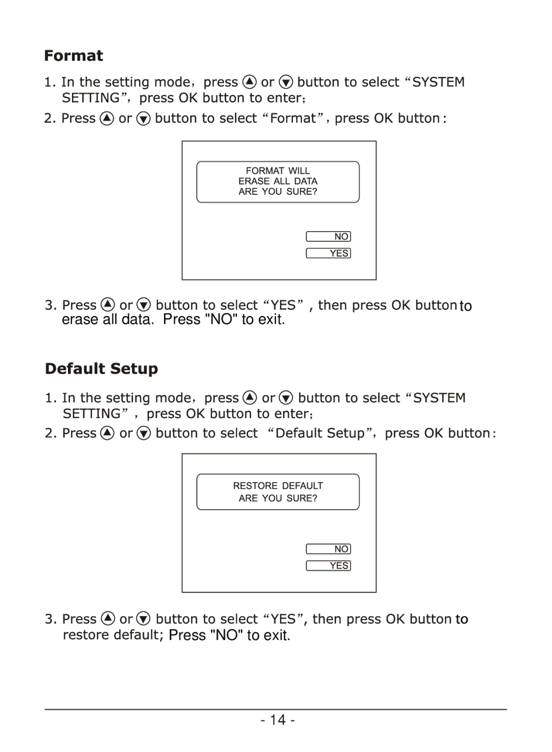 Whistler WIC-3509P user manual Erase all data. Press no to exit 