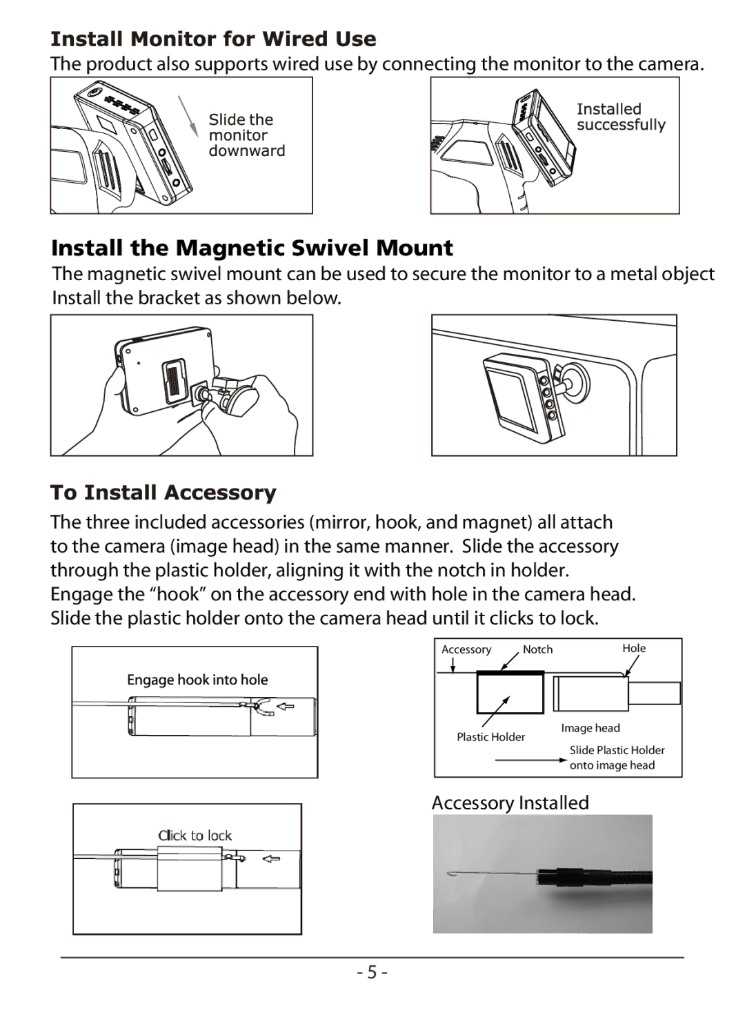 Whistler WIC-3509P user manual Install the Magnetic Swivel Mount 