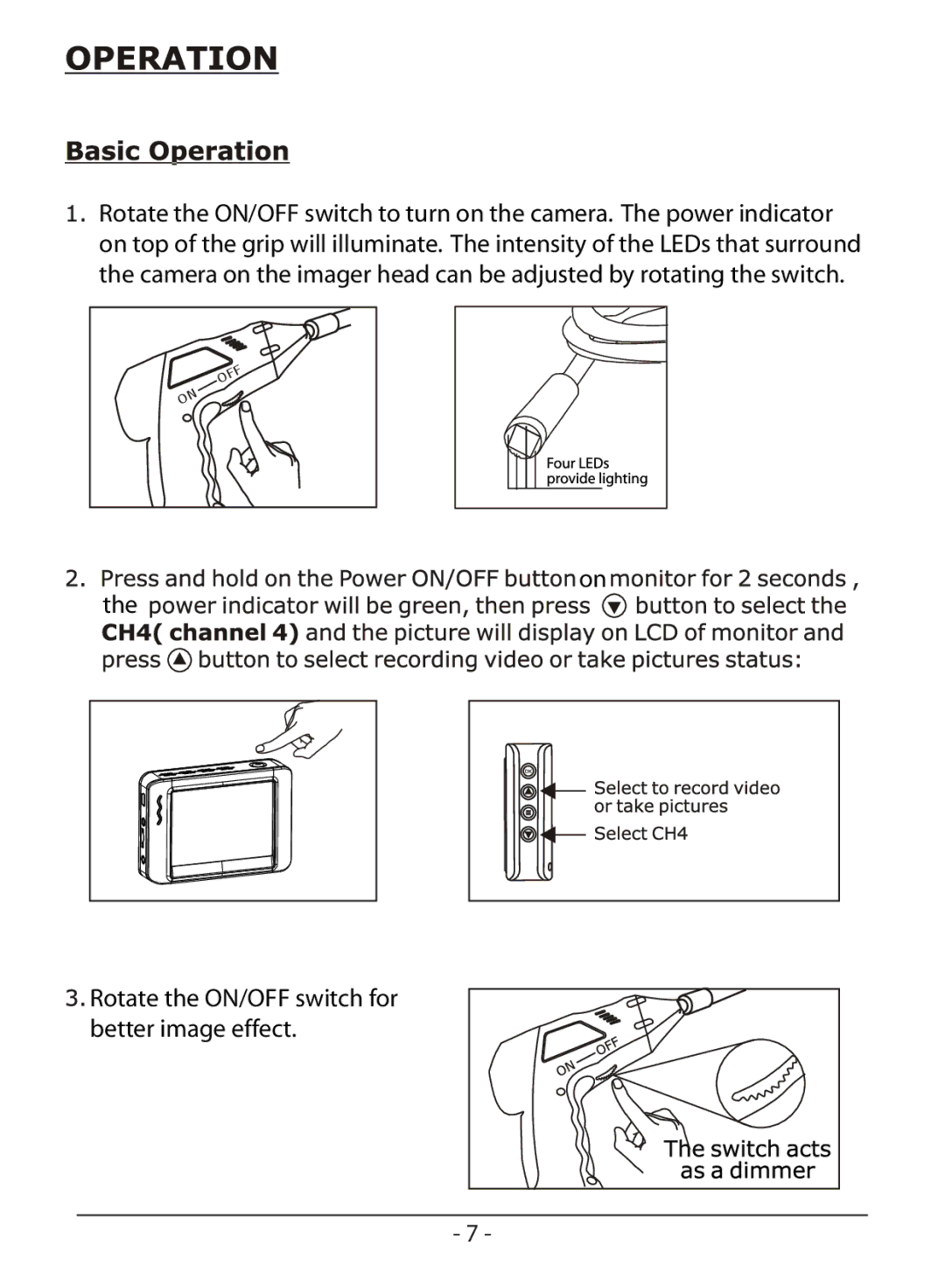 Whistler WIC-3509P user manual Rotate the ON/OFF switch for better image effect 