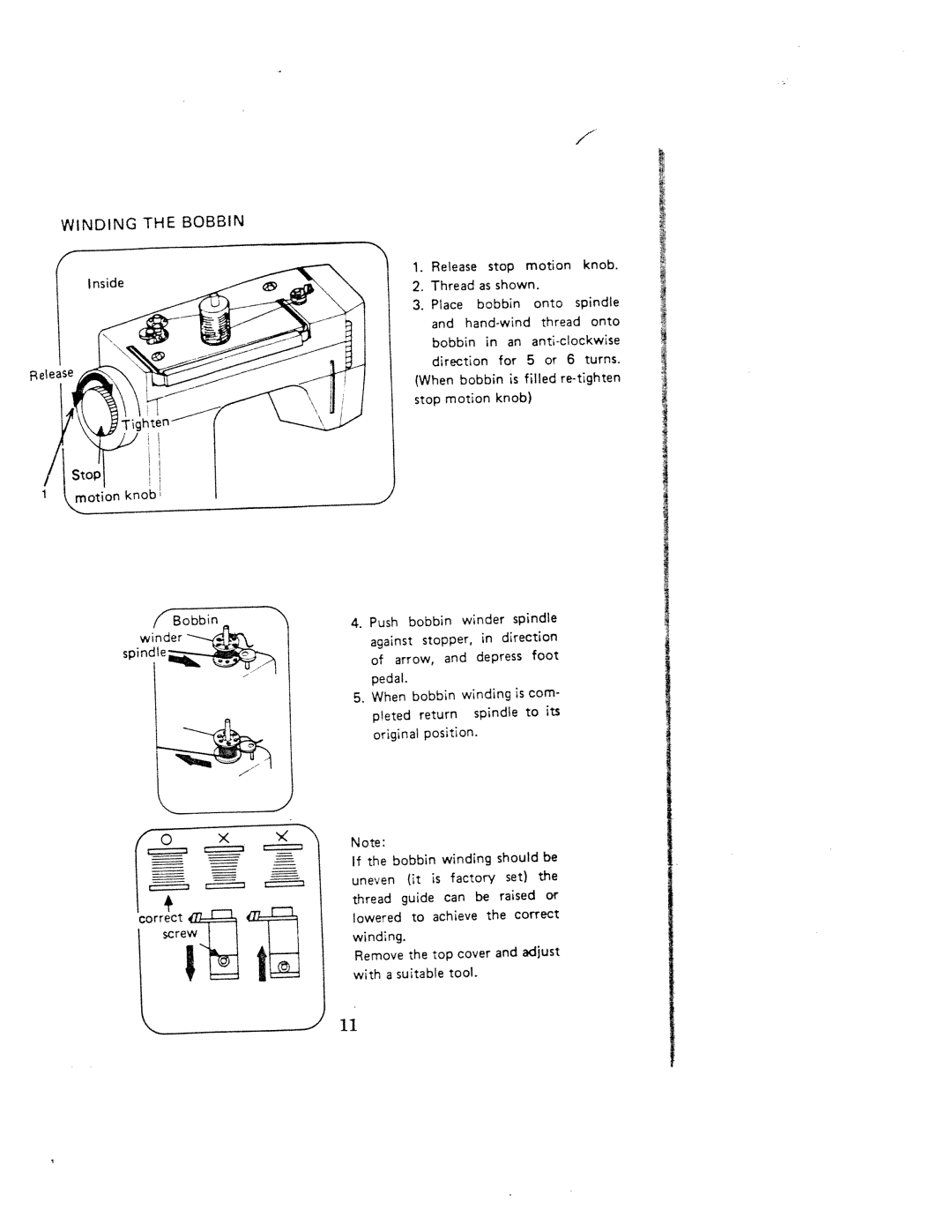 White 1000 instruction manual Winding Bobbin 