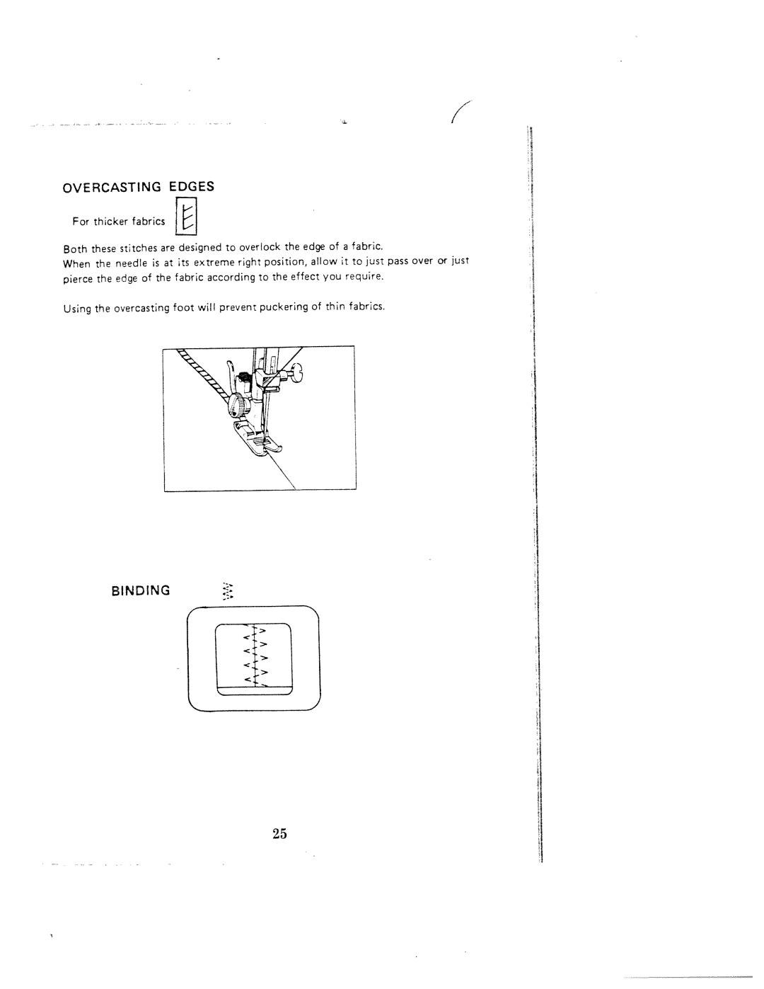 White 1000 instruction manual Overcasting Edges, Binding 