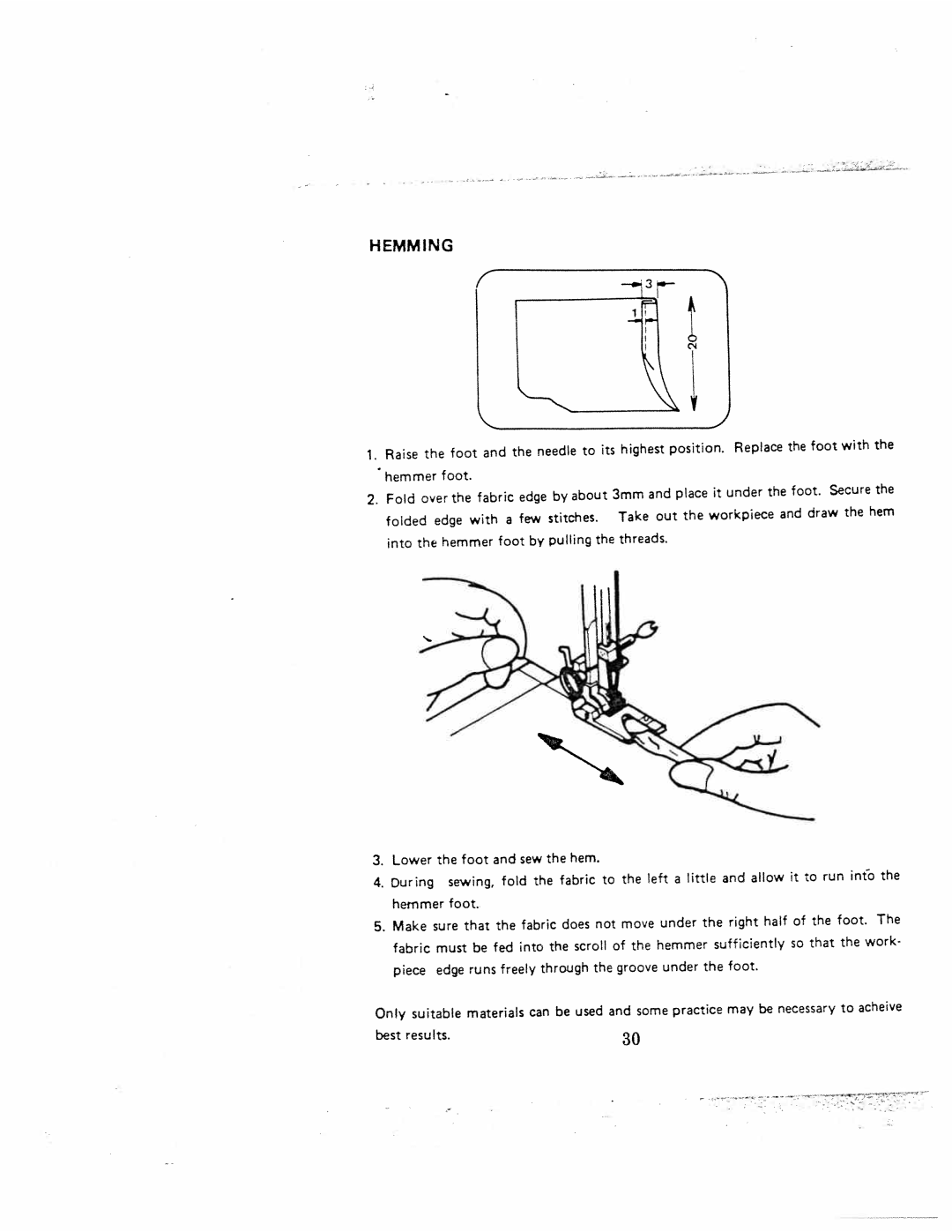 White 1000 instruction manual Hemming 