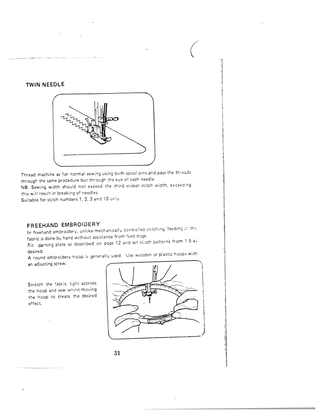 White 1000 instruction manual Freehand Embroidery, Twin 