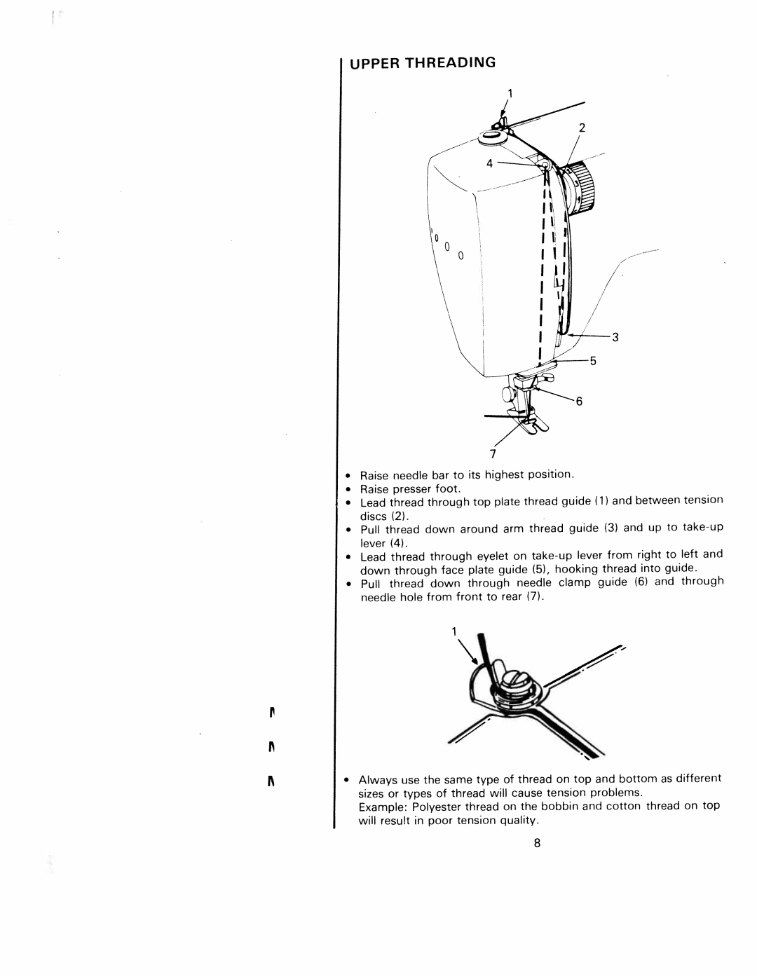 White 1240 manual Upper Threading, Through 