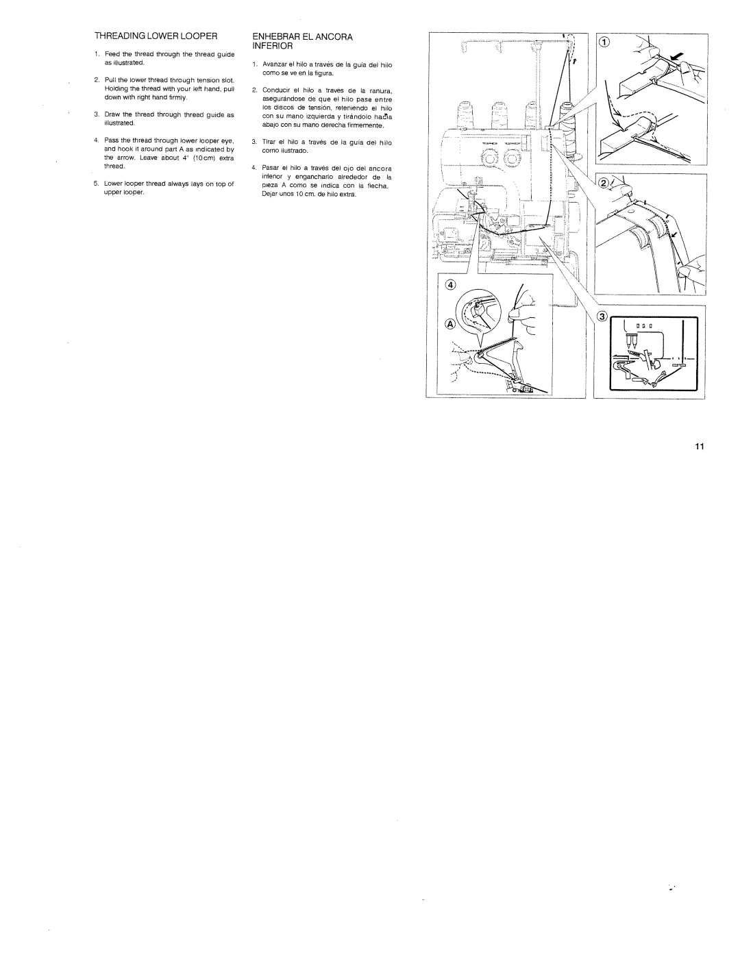 White 1300DE instruction manual Looper, Tie, Tdcm, Threading Lower, Enhebrar EL Ancora Inferior 