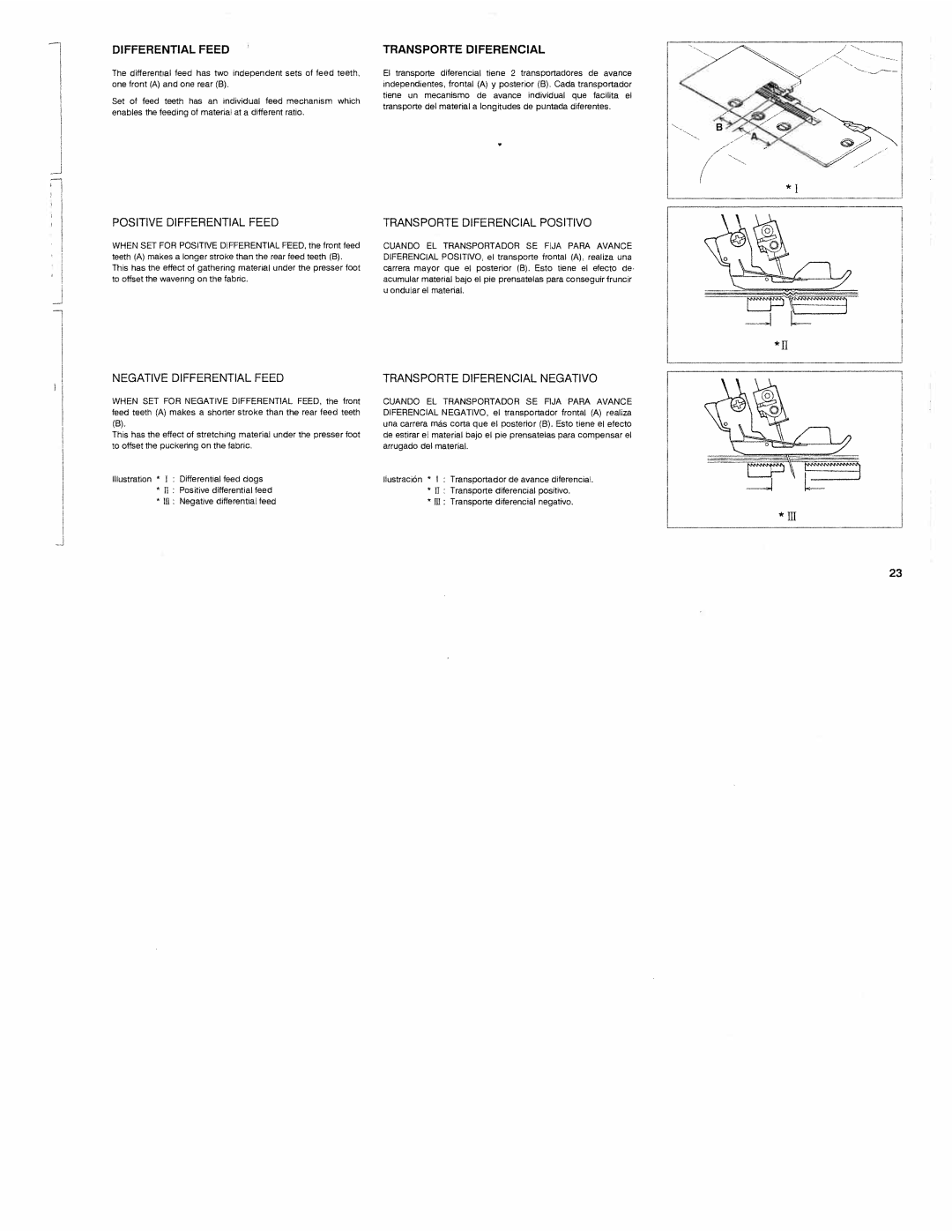 White 1300DE instruction manual Differential Feed, Transporte Diferencial Positivo, FlJ 