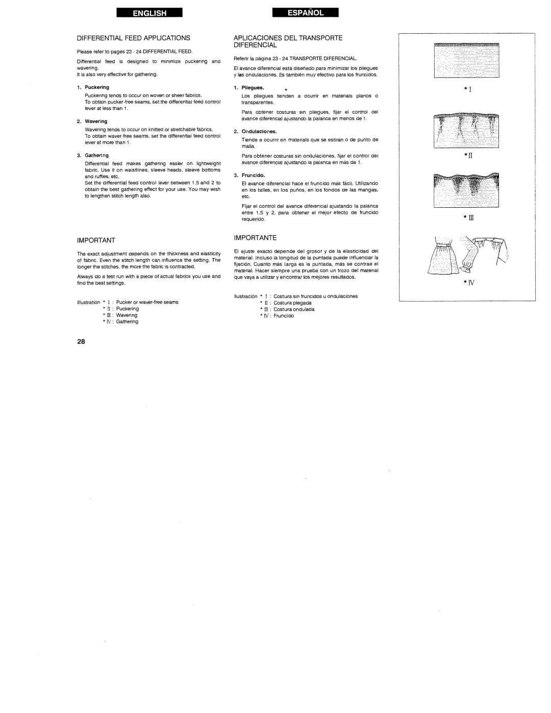 White 1300DE Englishespanol, Differential Feed Applications, Aplicaciones DEL Transporte Diferencial, Importante 