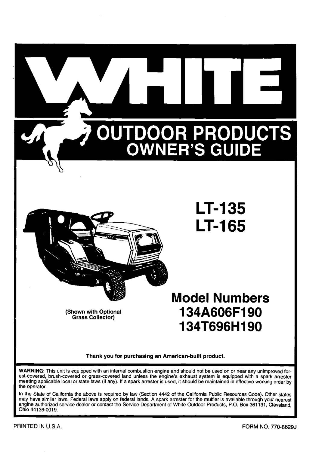 White 134T696H190, 134A606F190 manual 