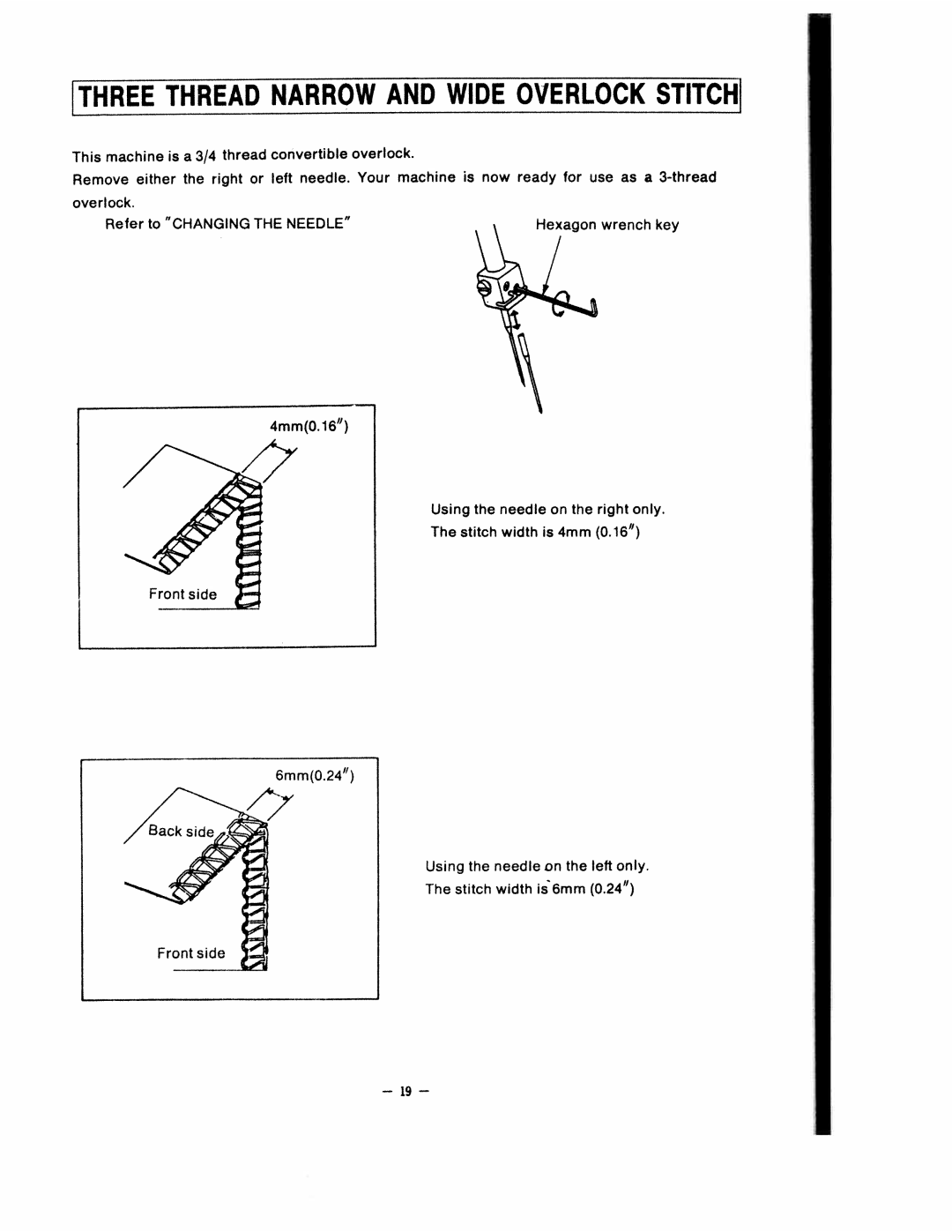 White 1500 instruction manual Three Thread Narrow 