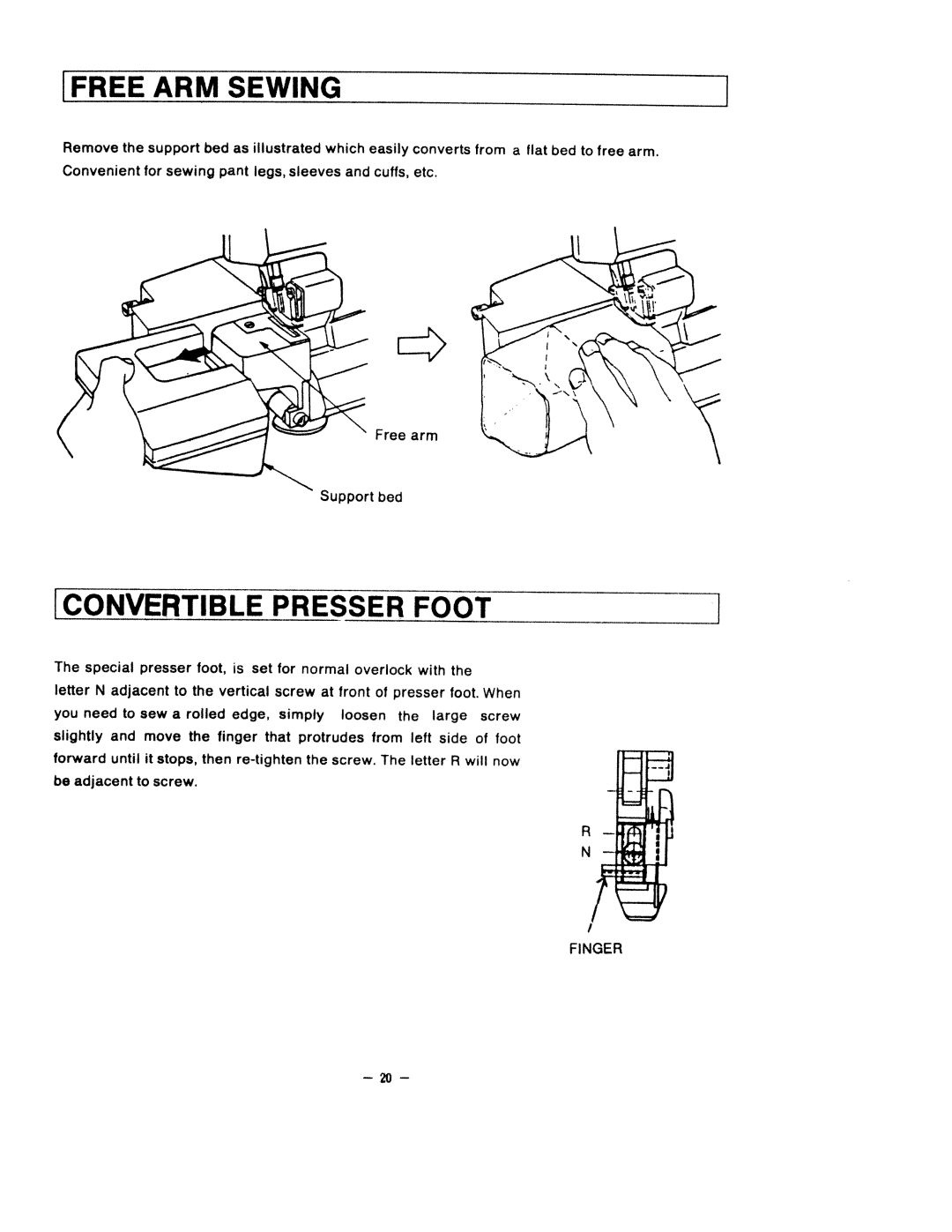 White 1500 instruction manual Presser Foot, Free 