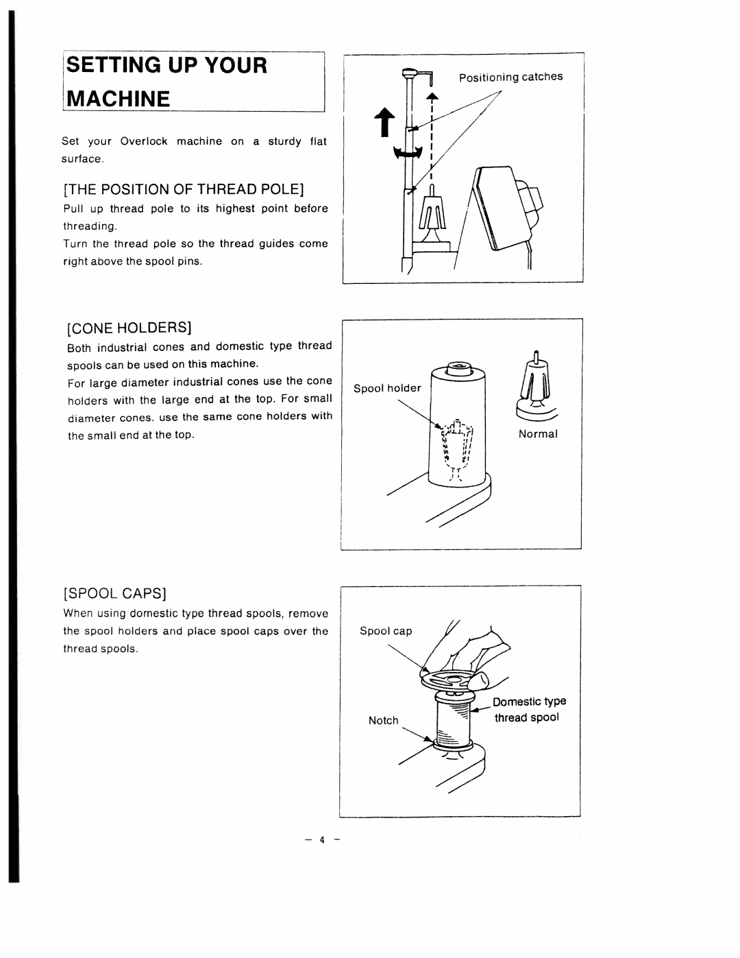 White 1500 instruction manual Position Thread Pole, Cone Holders 