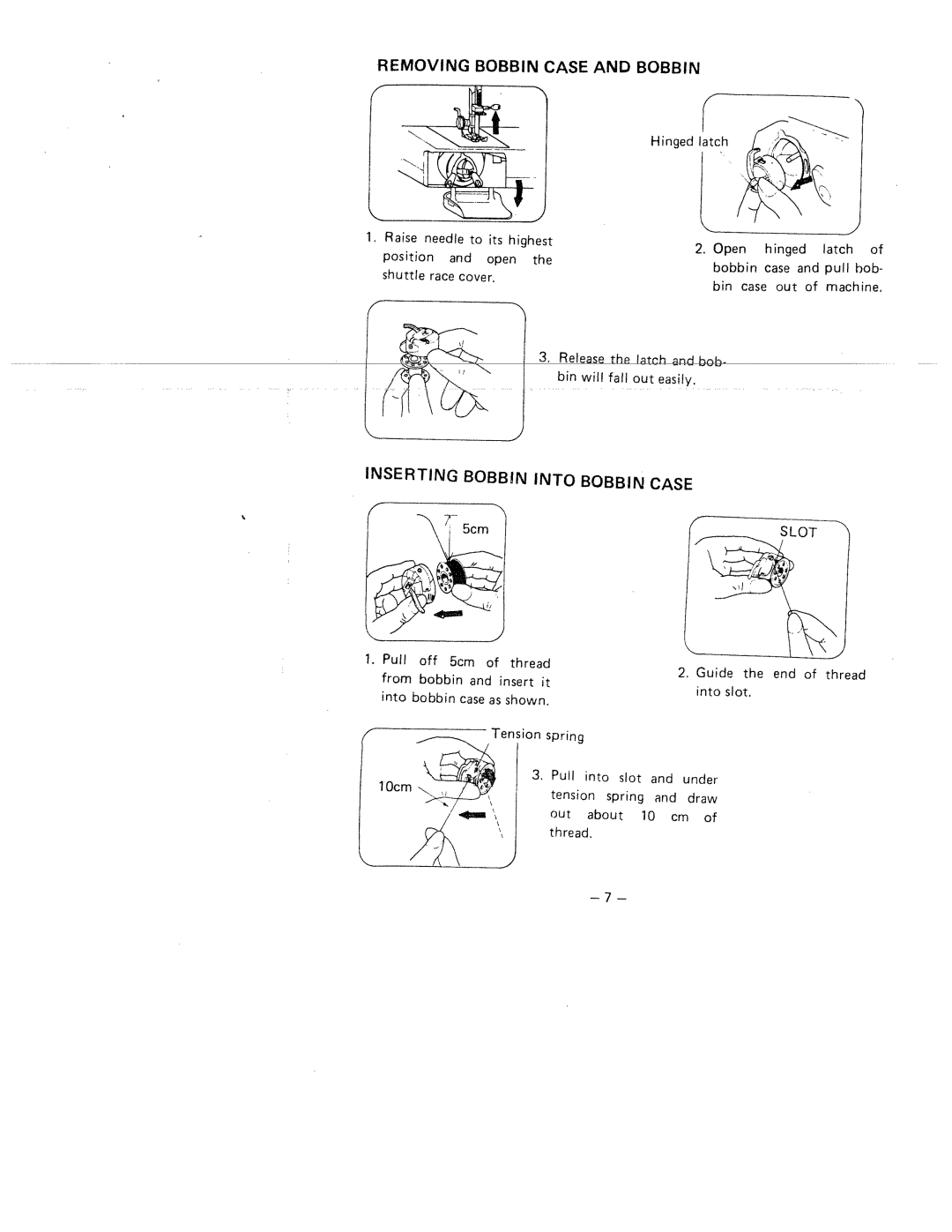 White 1515 manual Inserting Bobbin Into Bobbin Case, Removing Bobbin Case and Bobbin 